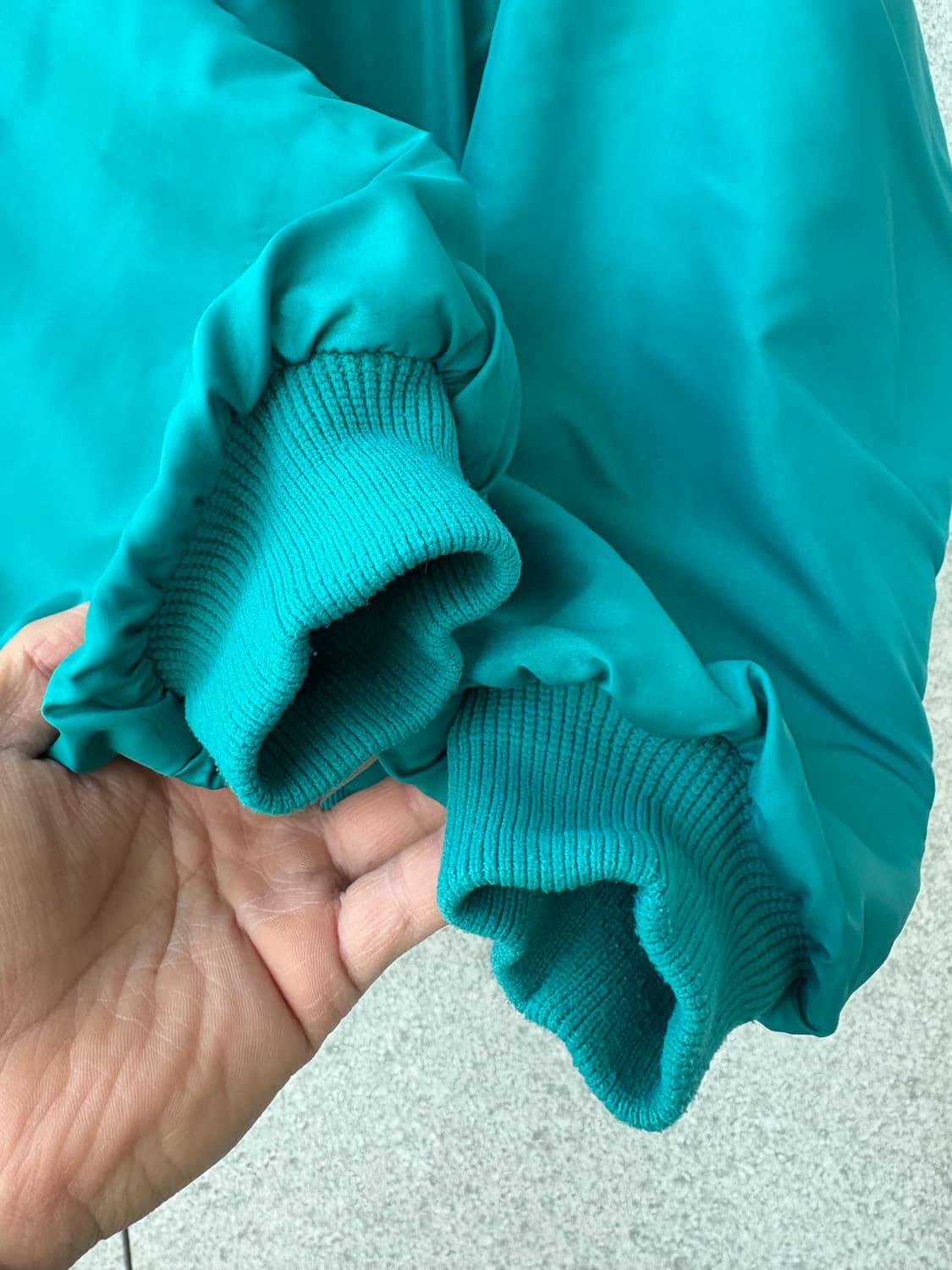 80's 빈티지 파타고니아 쉘드 봄버 신칠라 자켓 틸그린/블루 L 상품이미지6