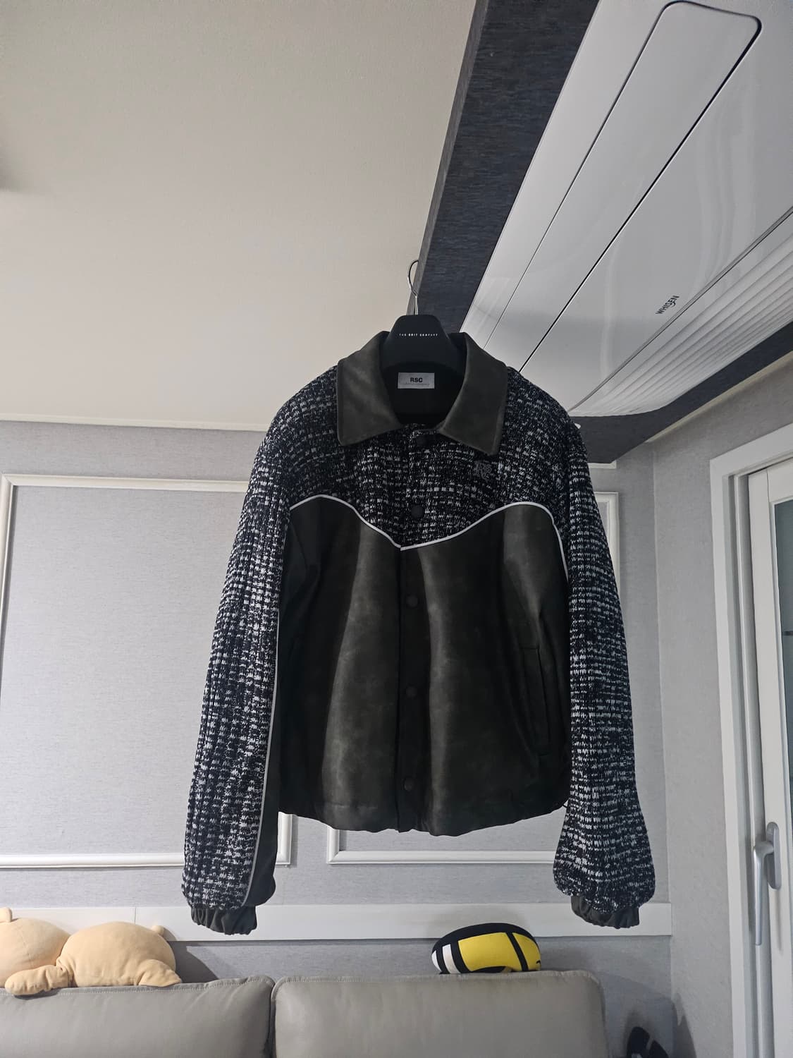 [거의 새것] 알에스에스씨 (rssc) 니트 레더 바시티 자켓 점퍼 상품이미지1