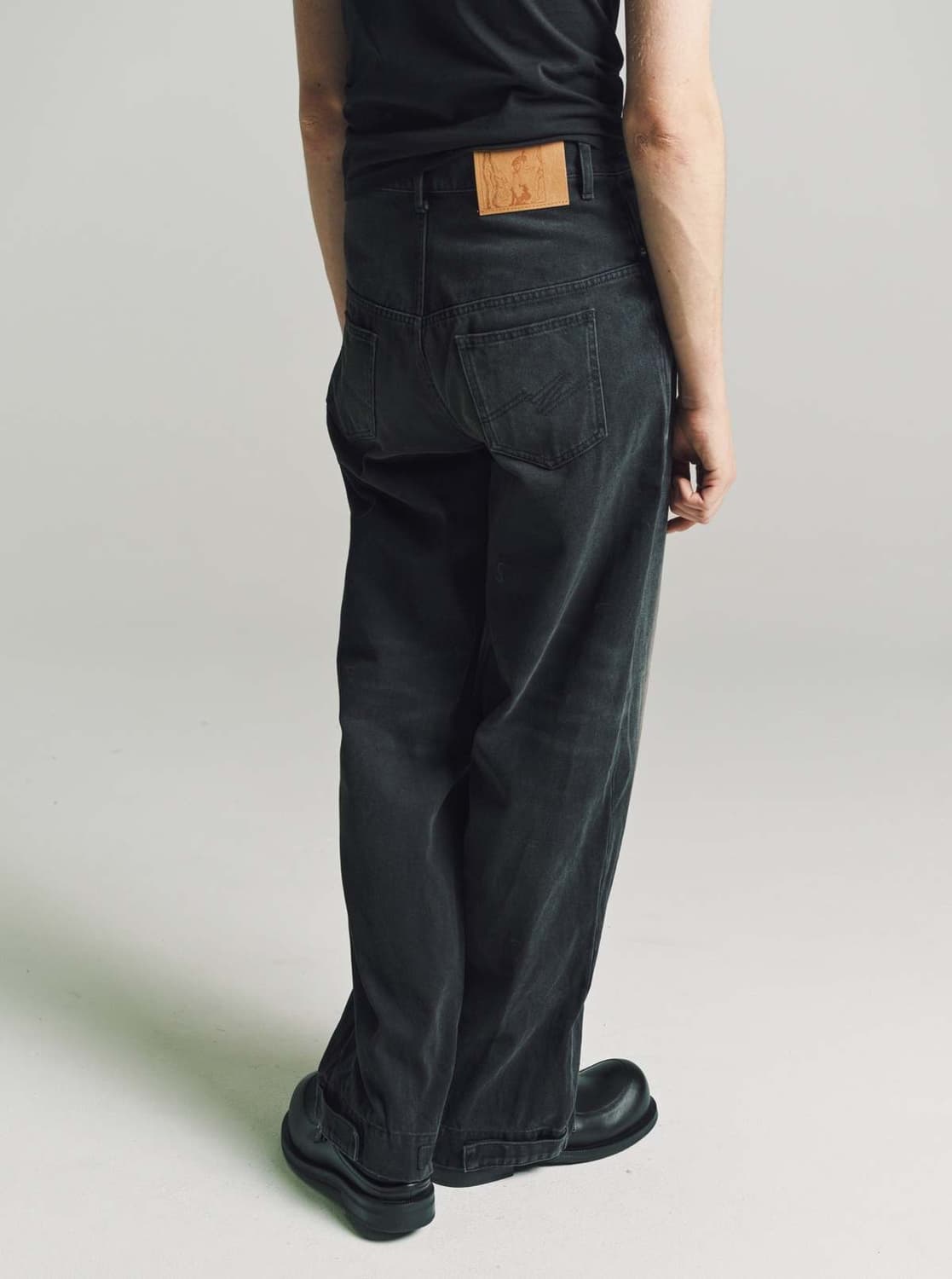 마틴로즈 와이드 레그 진 흑청 상품이미지3