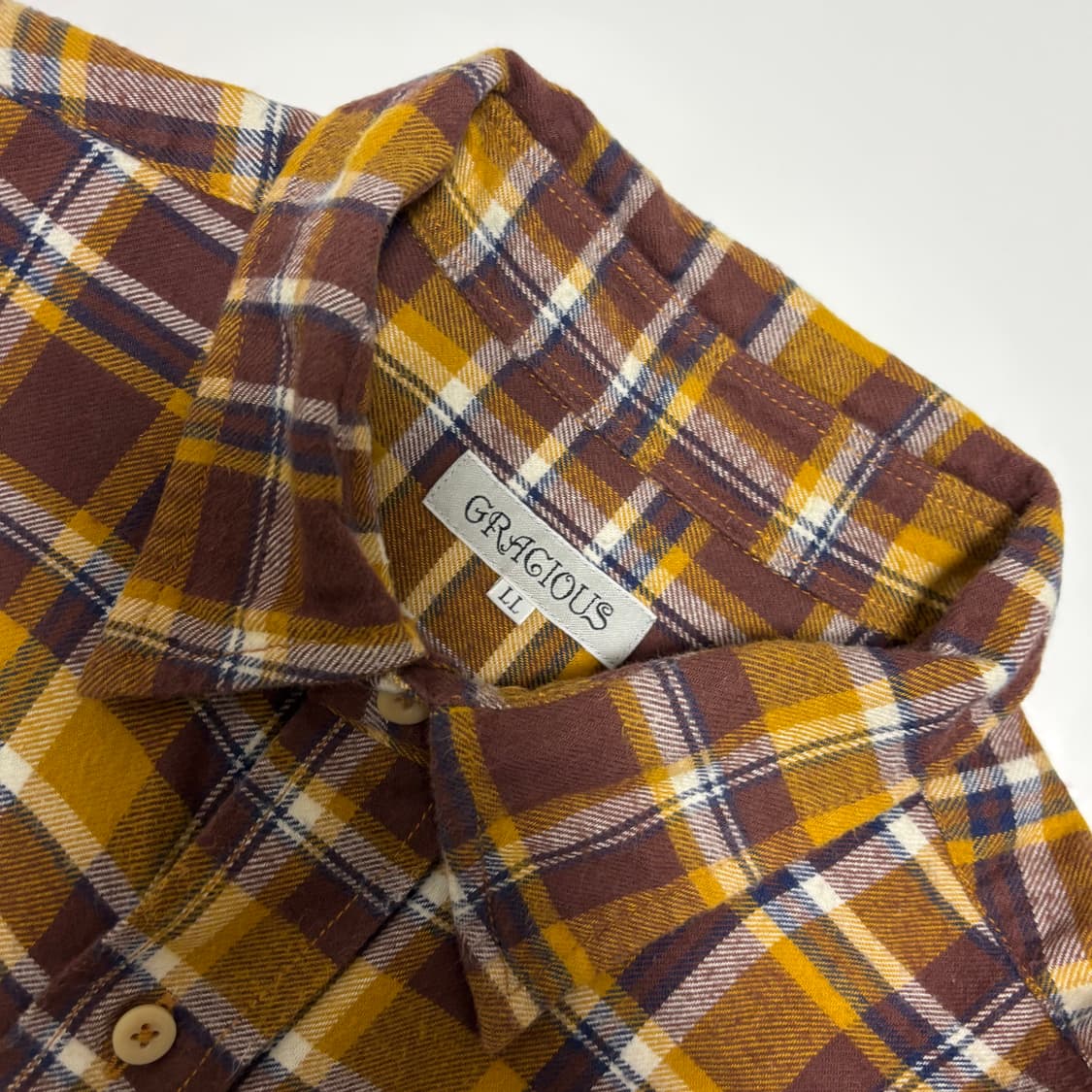 GRACIOUS 머스타드 브라운 타탄 체크 셔츠 상품이미지4