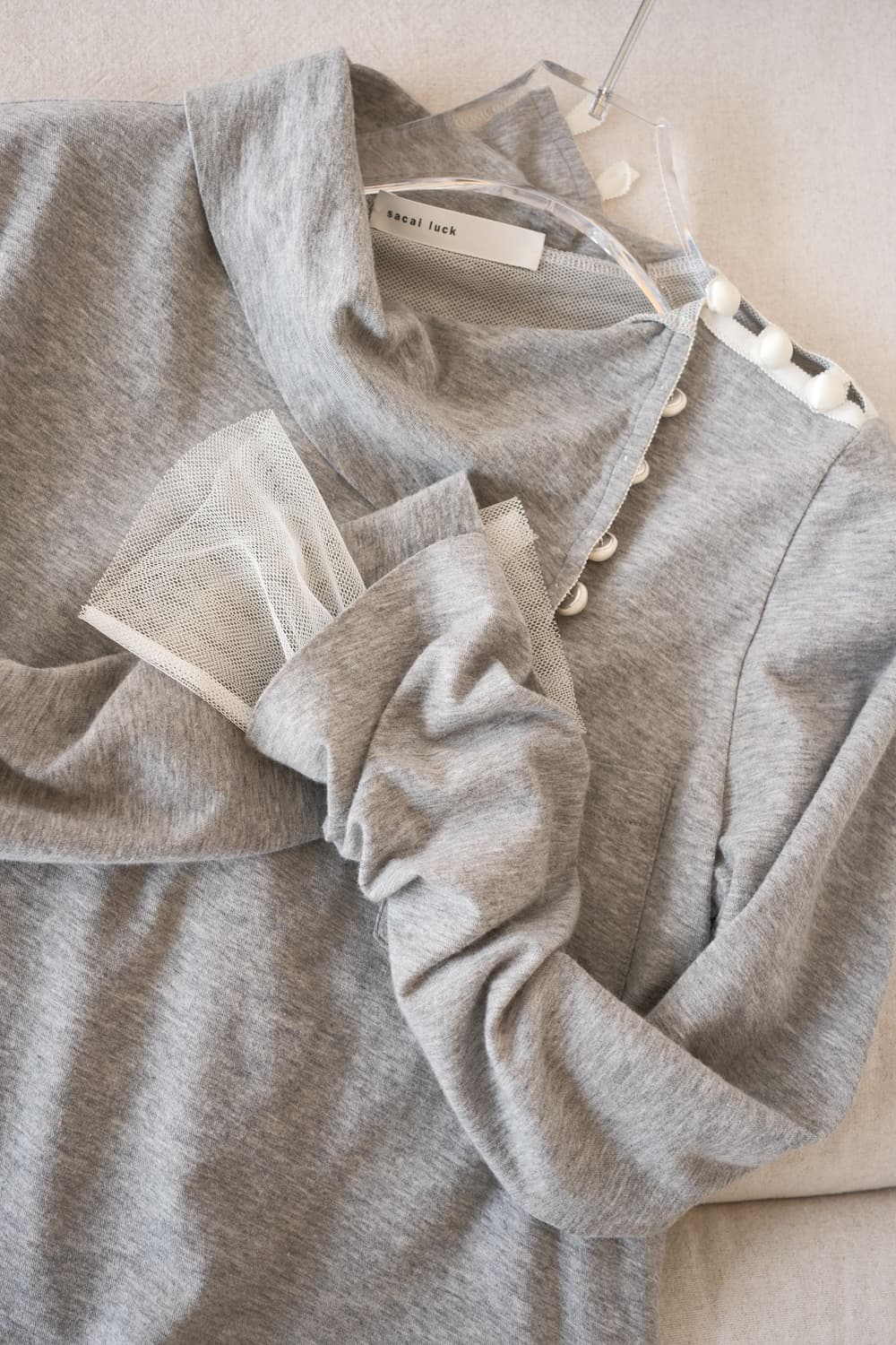 Tulle layered side button top 상품이미지10