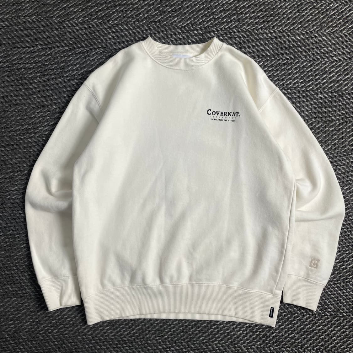 커버낫 헤비코튼 빅로고 크림 맨투맨y 3811 상품이미지3