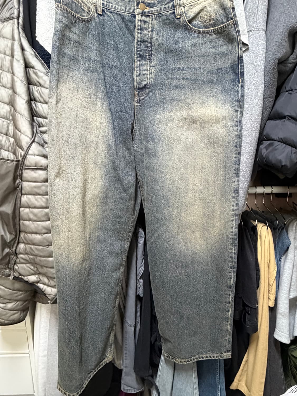 [2] 언더마이카 무.26 브러시 워시드 와이드 진 오일블루 상품이미지2