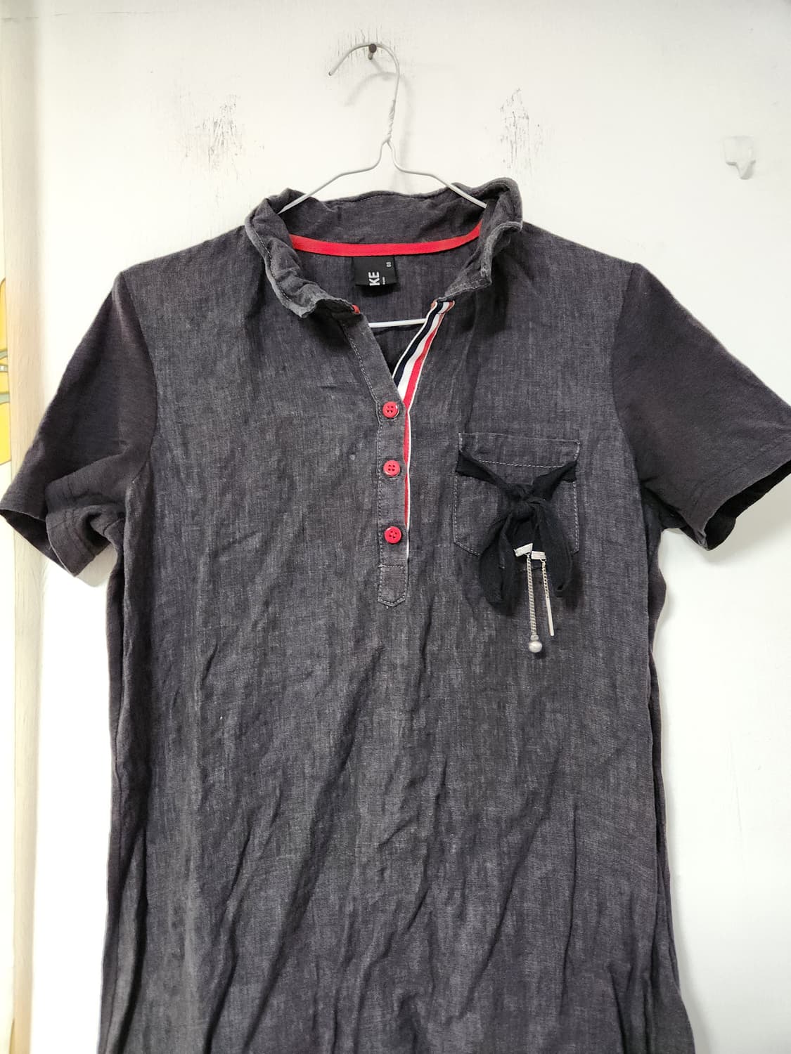TAKE 반팔 셔츠 원피스 차콜 90~95 상품이미지3