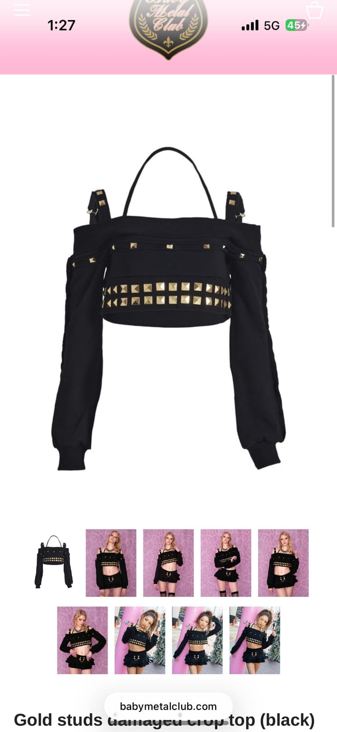 베이비메탈클럽 Gold studs damaged crop top  상품이미지2