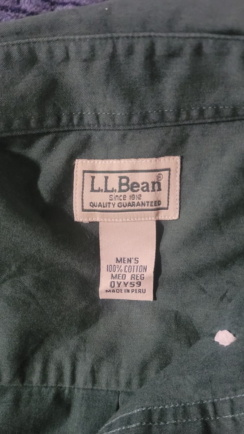 90s 빈티지 엘엘빈(L.L.Bean) 코튼 버튼다운 셔츠 딥그린 상품이미지3