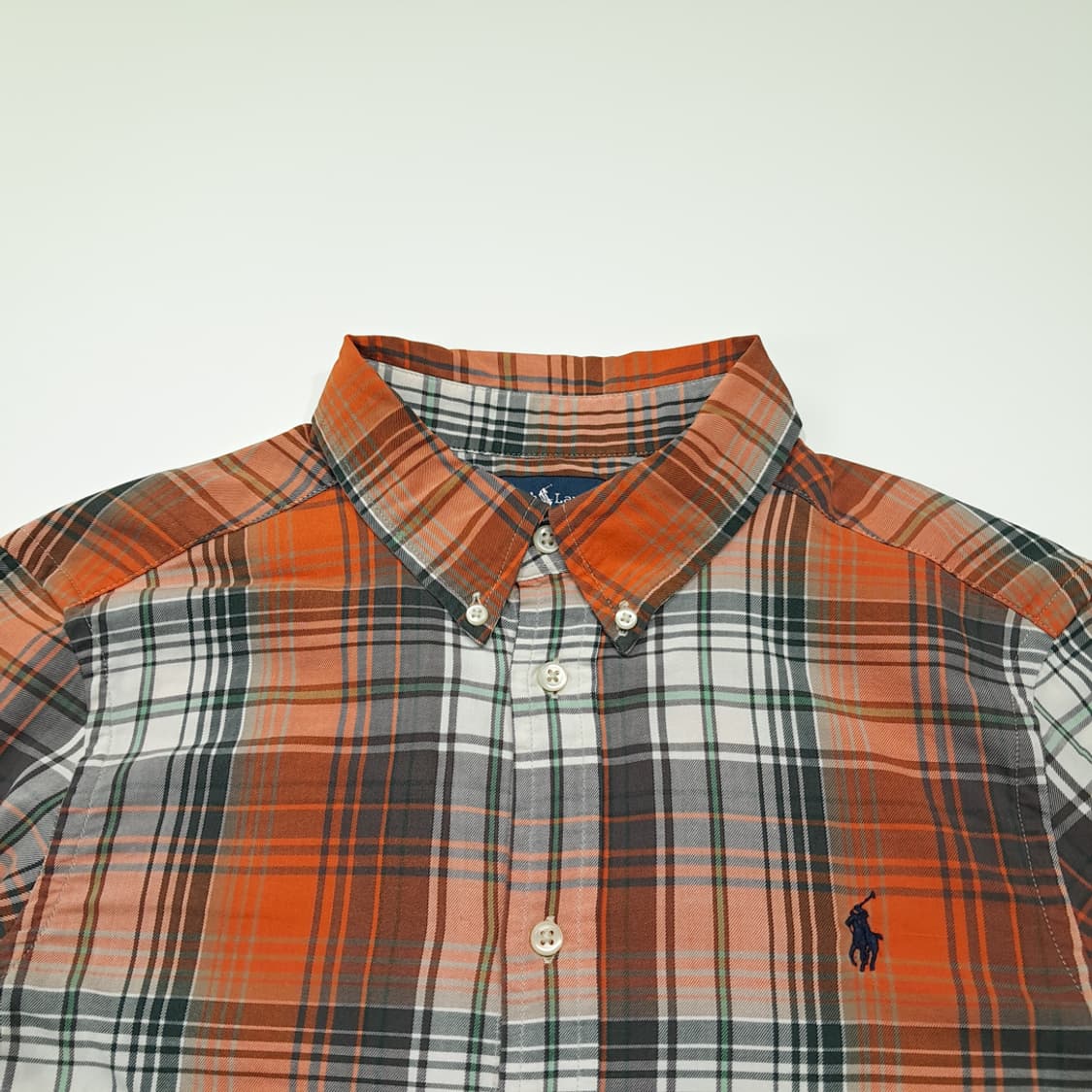 CK095 L 폴로 90s 오렌지 매드라스체크 버튼다운 셔츠 남방 상품이미지2