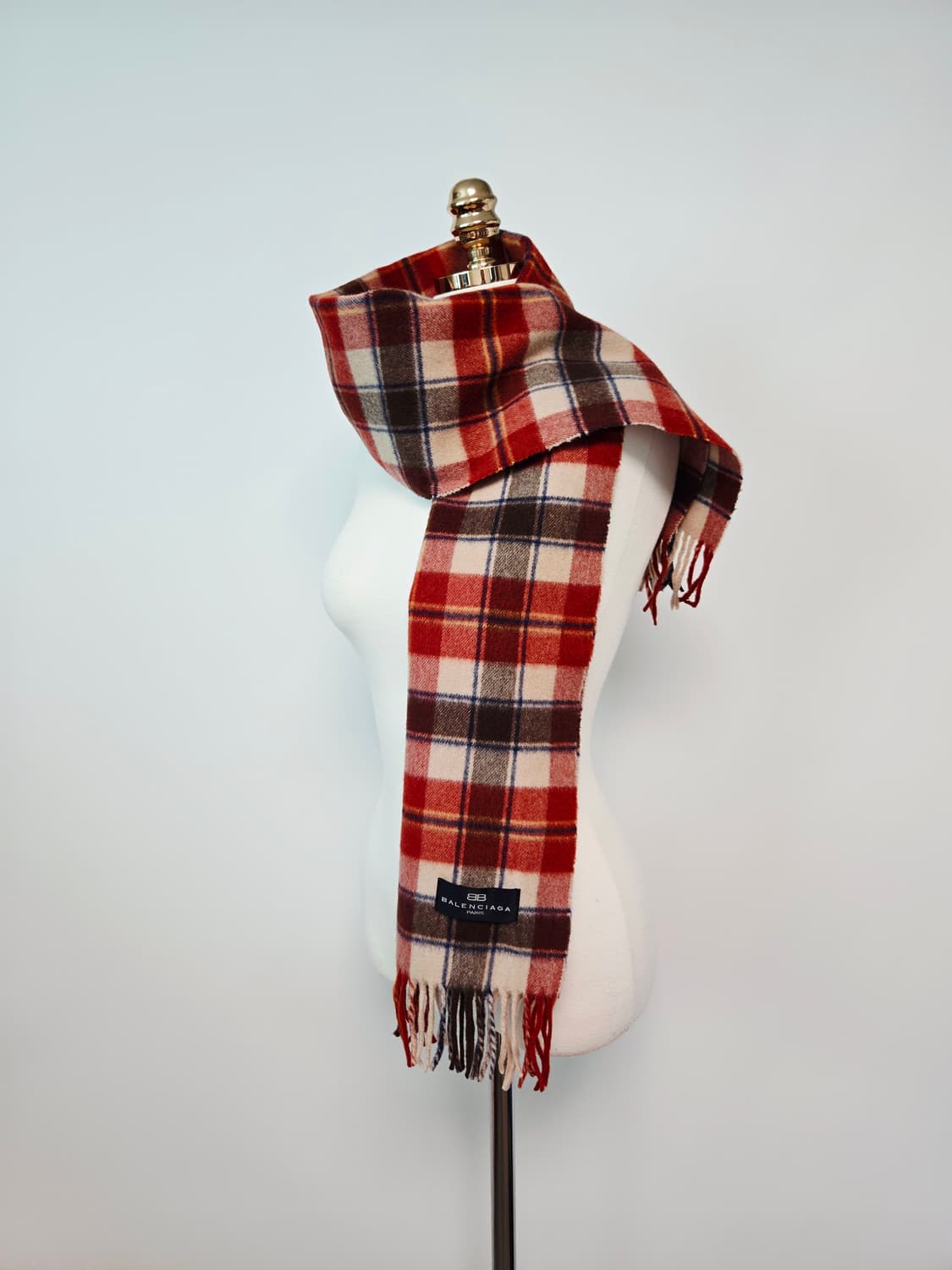 발렌시아가 울 브릭 브라운 체크 머플러 목도리  상품이미지2