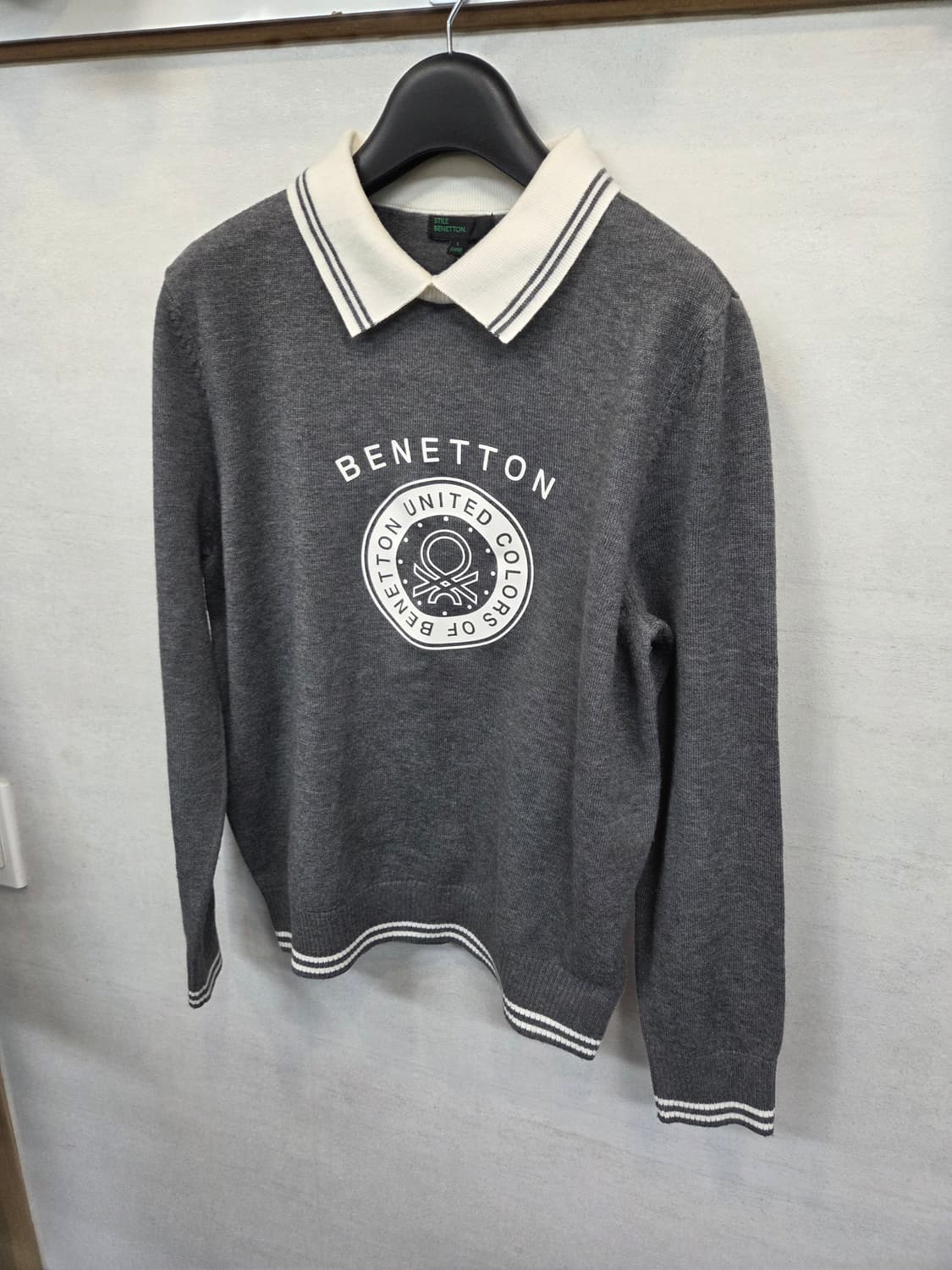 베네통 카라 울 니트 L 상품이미지5