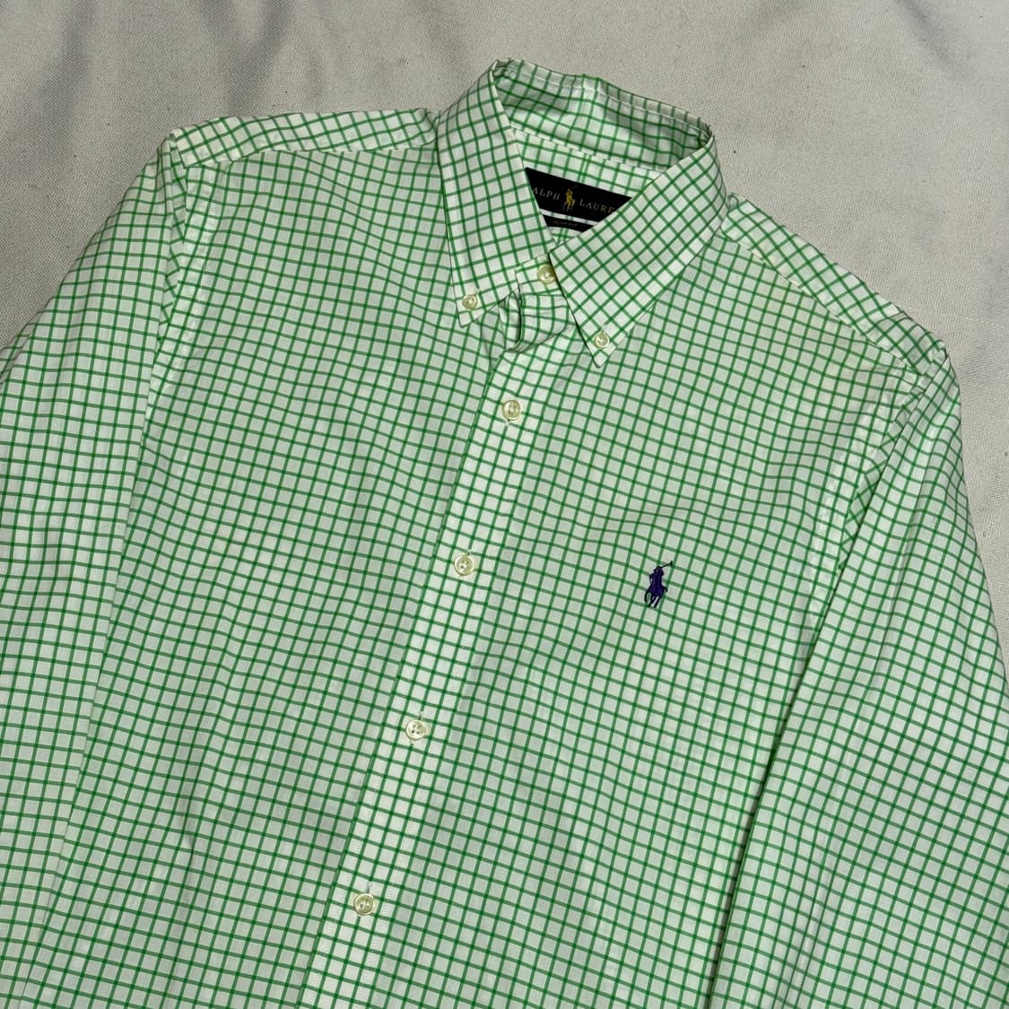 S 폴로랄프로렌 슬림핏 그린 체크 셔츠 상품이미지1