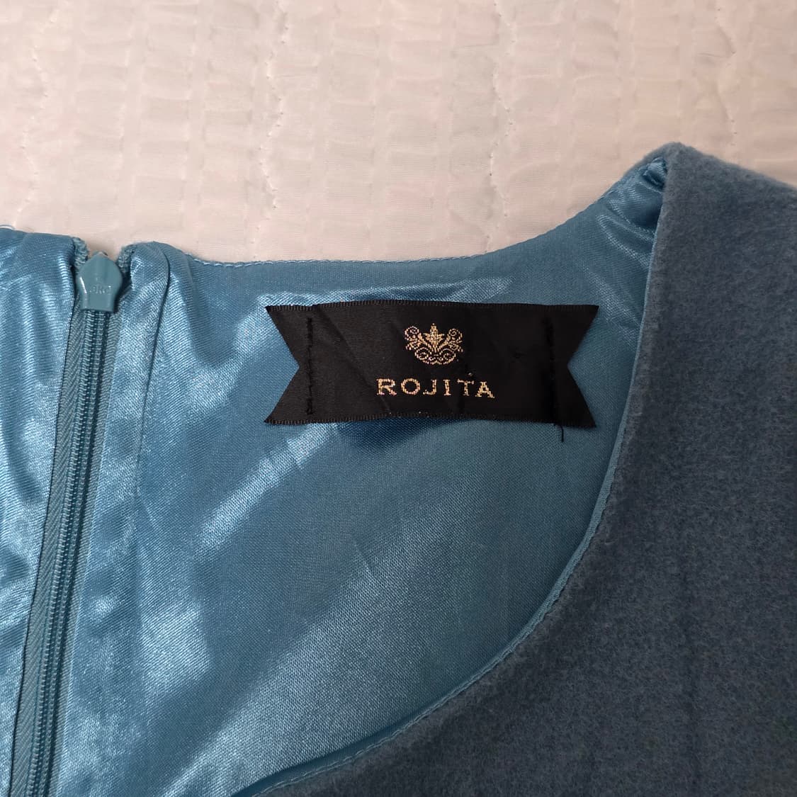 로지타) 일본빈티지 민트블루히메갸루st 레이스 모직 퍼프원피스 상품이미지3