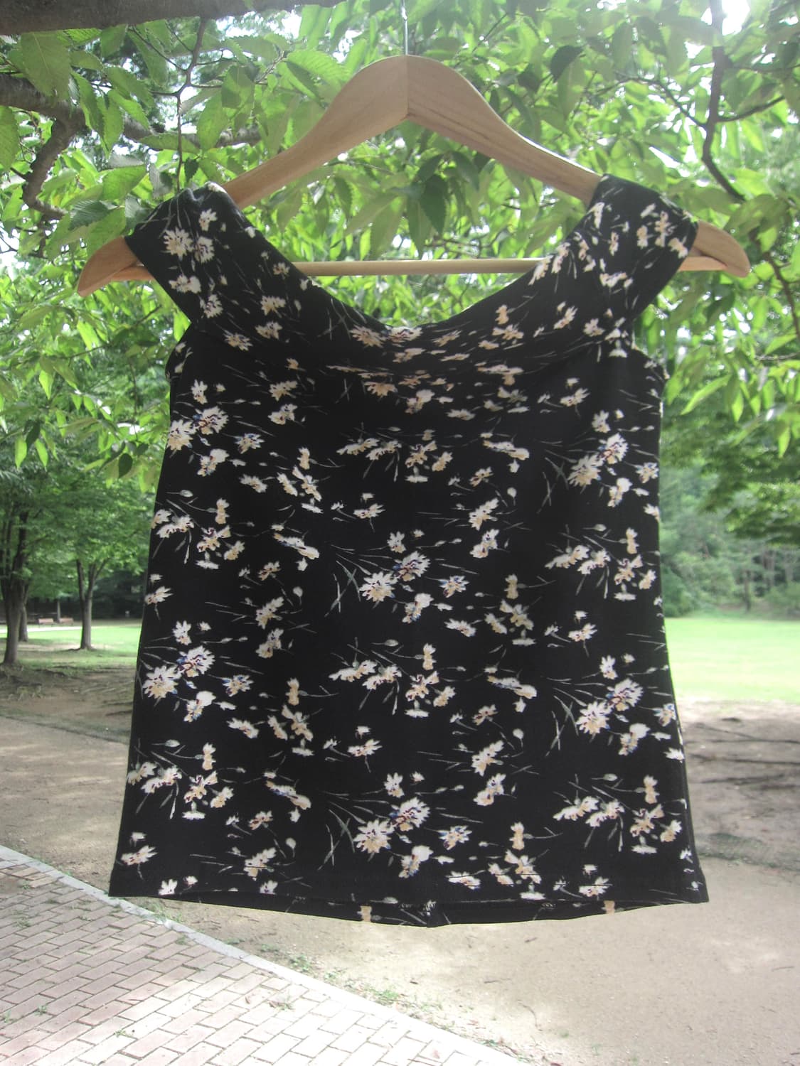 vintage flower off-shoulder top 상품이미지2