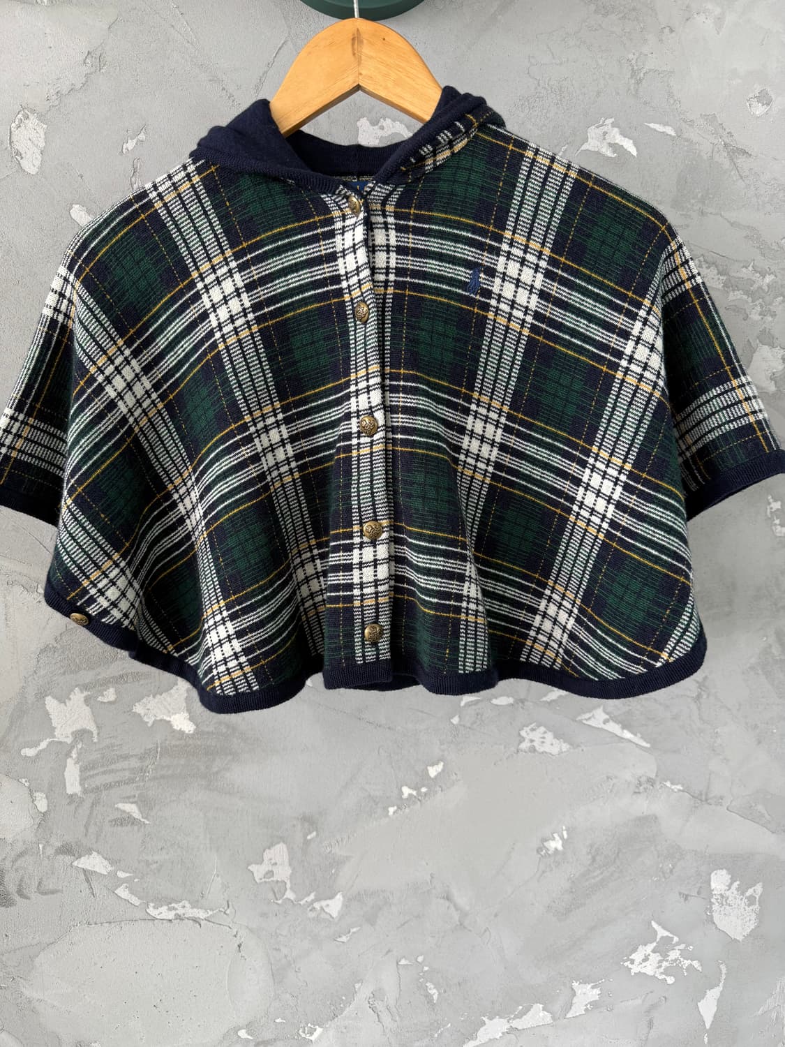 폴로 랄프로렌 키즈 체크 니트 케이프 5t (여자44) 거의새것 상품이미지1