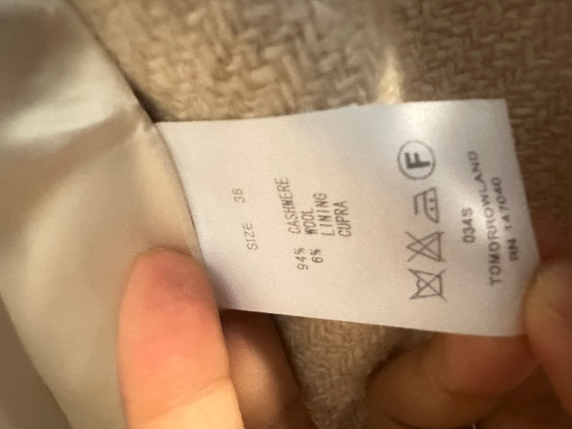 TOMORROWLAND 캐시미어 롱코트 38 상품이미지6