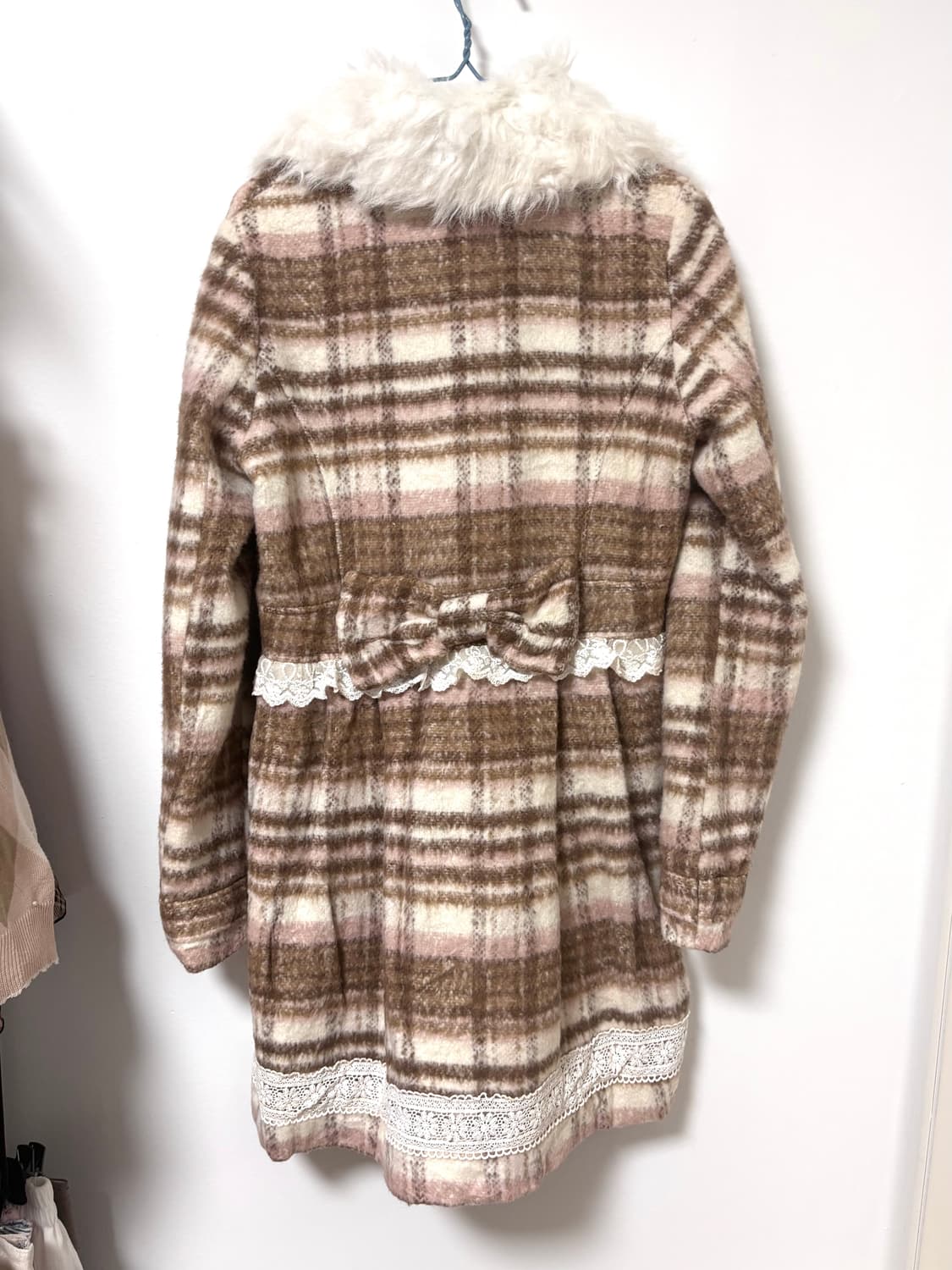 빈티지 리즈리사 히메갸루 딸초 체크 백리본 코트 상품이미지3