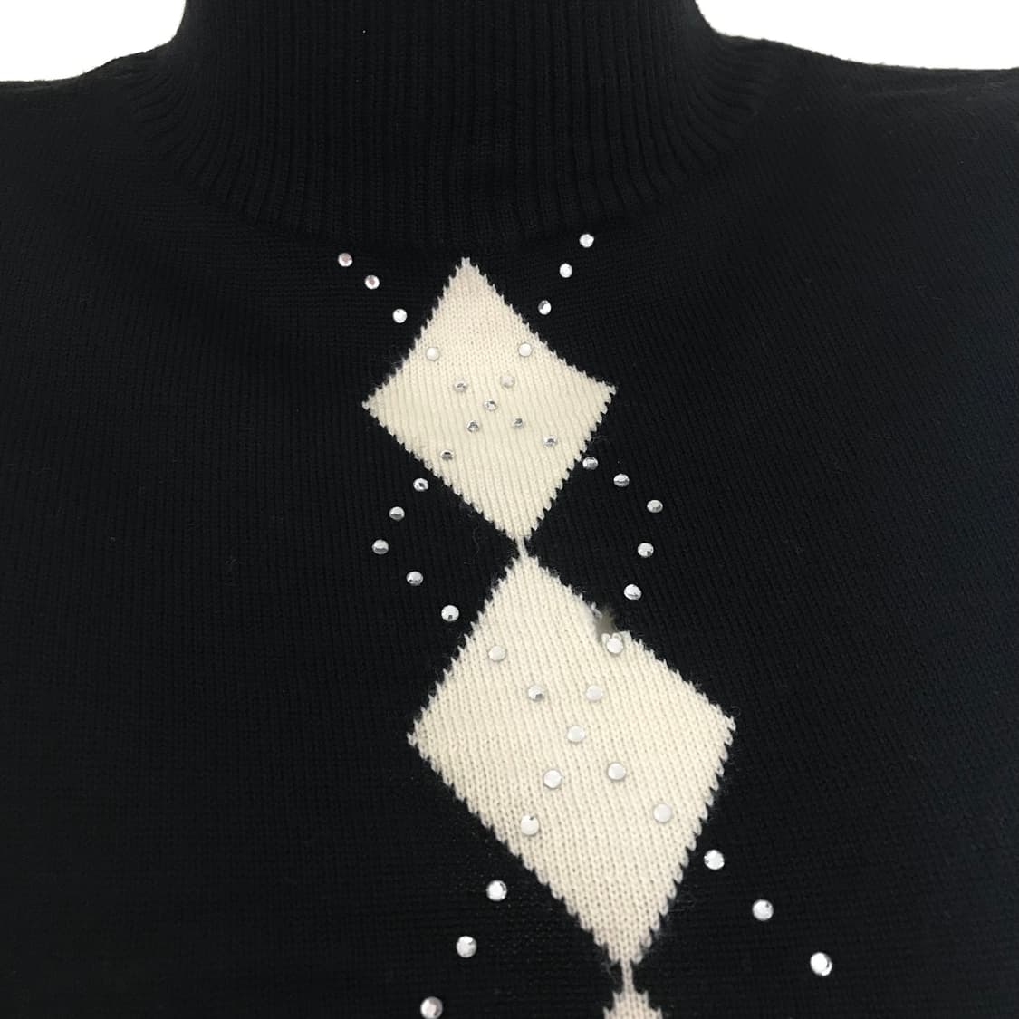 큐빅 아가일 터틀넥 반팔 니트탑 갸루 헤이세이 상품이미지3