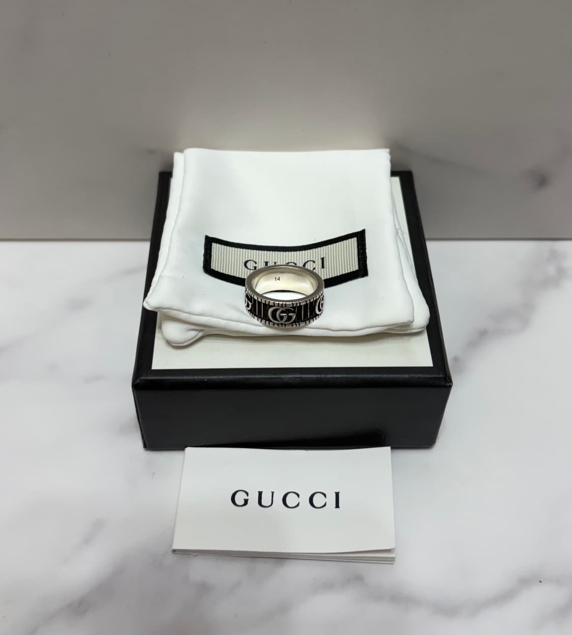 [정품] S급 구찌 더블G 반지 실버 14호 상품이미지1