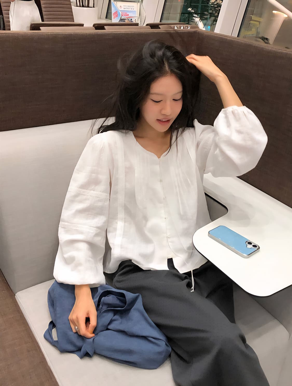 언더비 히그 레이스 셔링 블라우스 새상품 상품이미지3