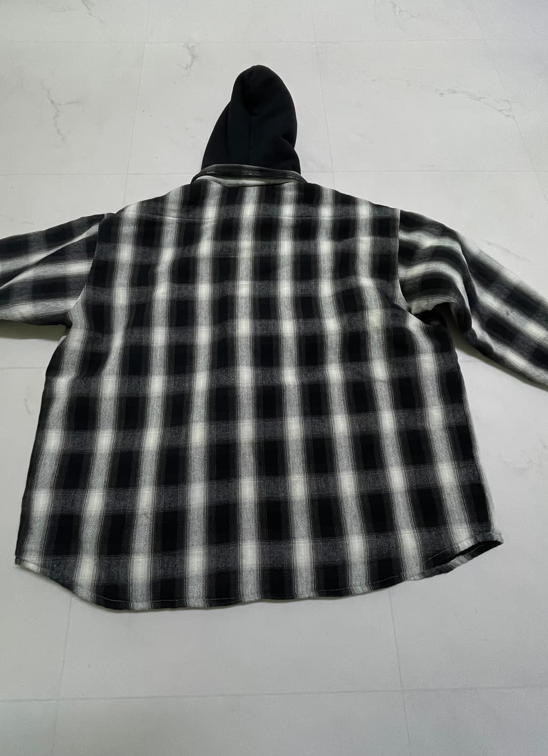 세인트 마이클 셔츠 파카 체크 블랙 화이트  상품이미지4