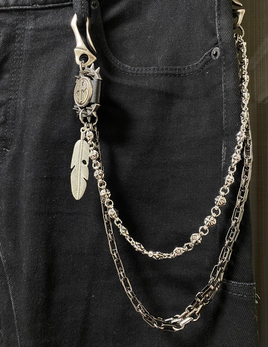 빈티지 크로스 팬츠 체인 상품이미지3