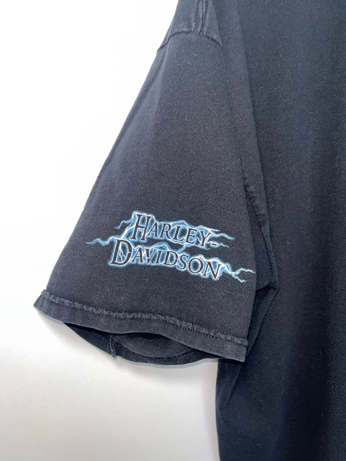 90s Harley davidson 라이트닝 로고 컷오프 티셔츠 상품이미지3