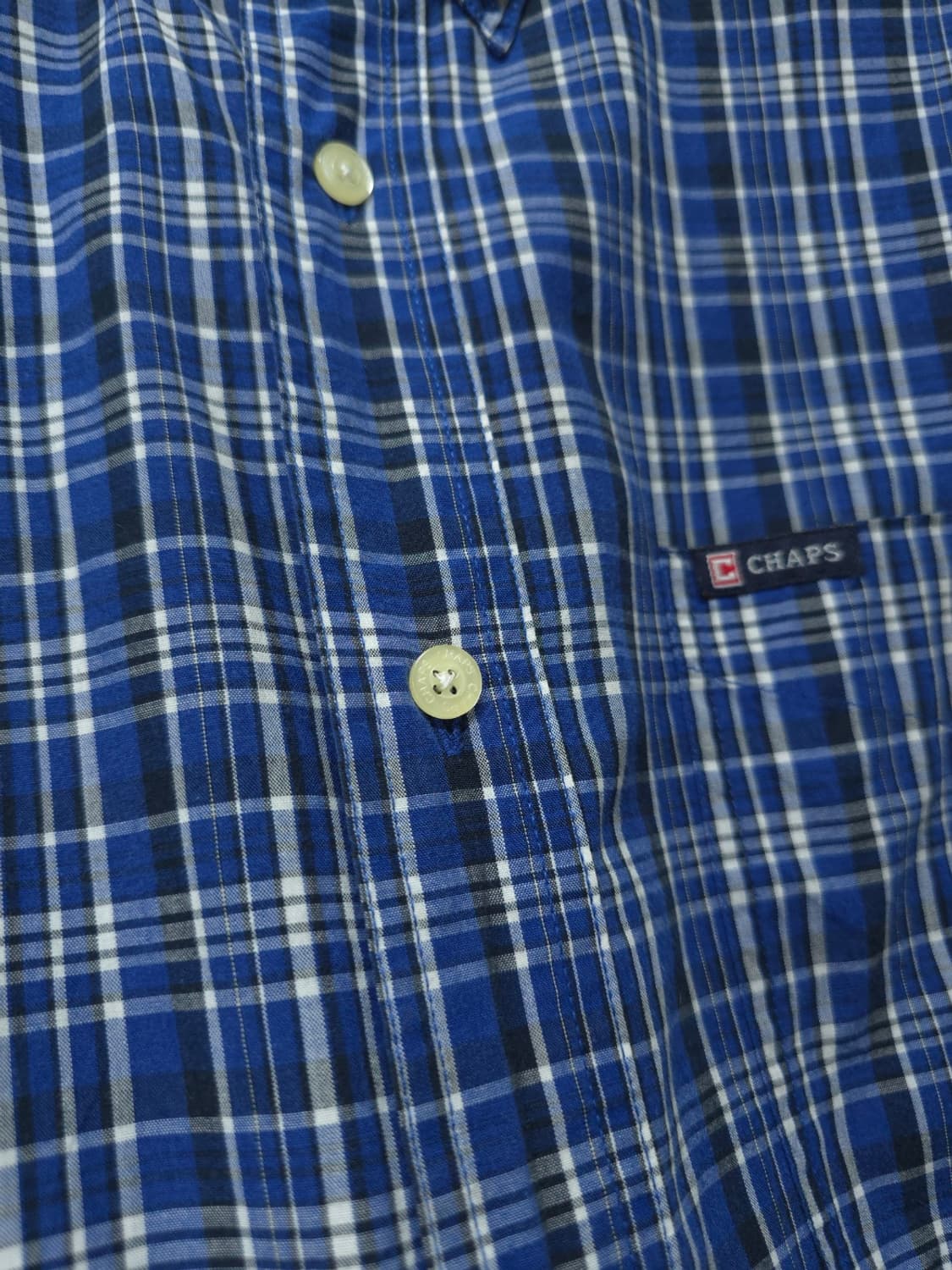 챕스(CHAPS) 블루 체크 오버핏 반팔 셔츠 (~105) 상품이미지3