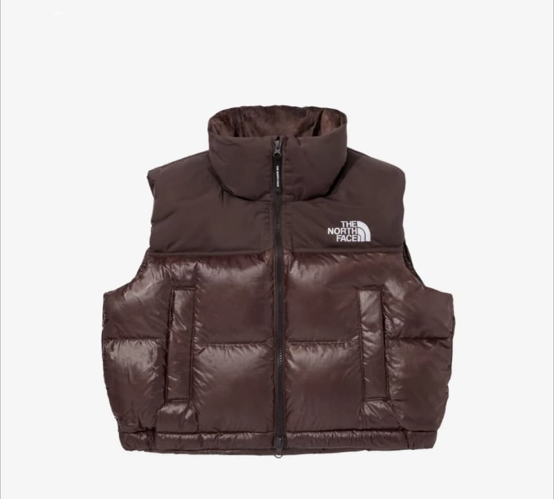 노스페이스 눕시 크롭 조끼패딩 브라운 상품이미지1