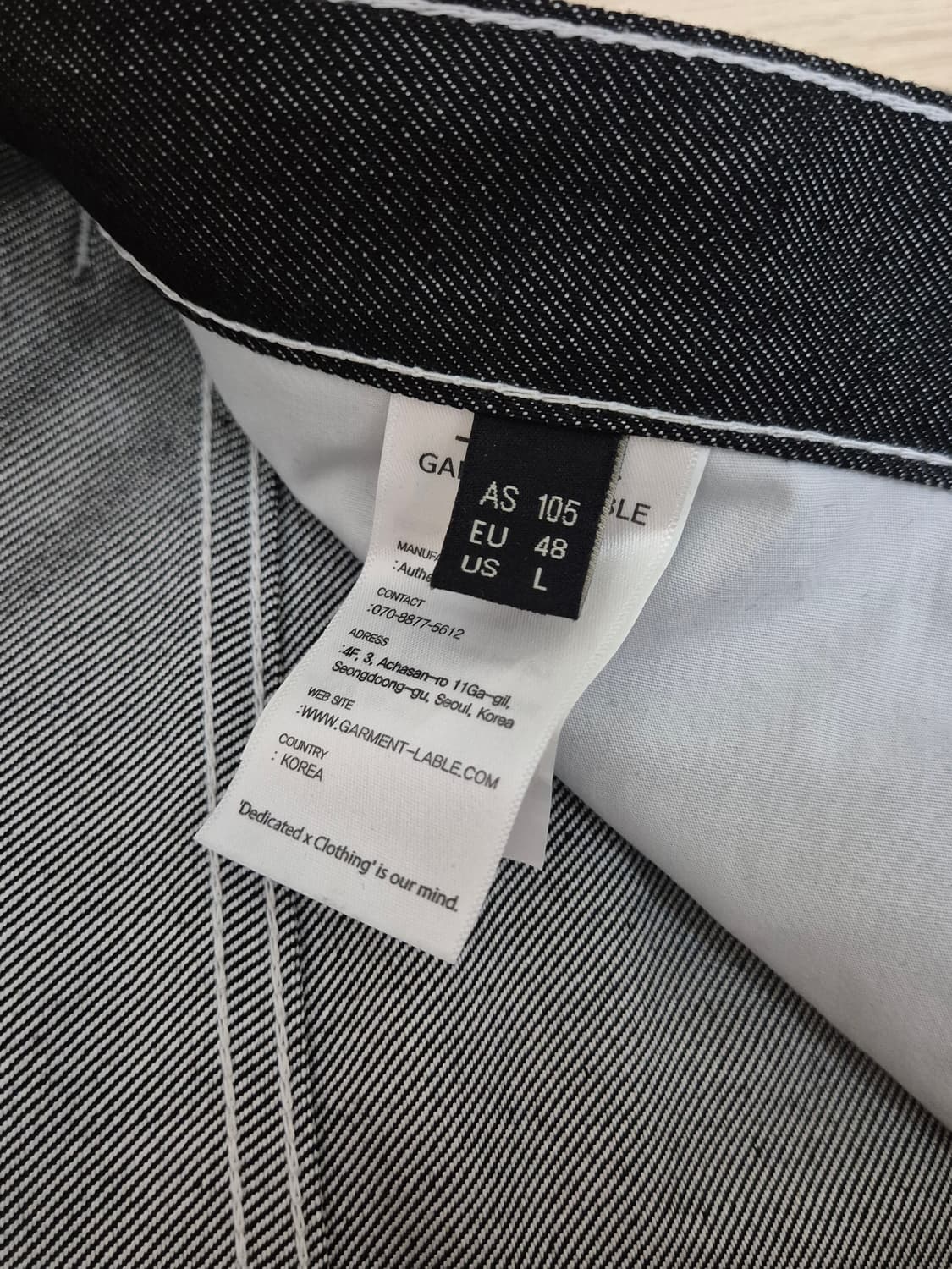 가먼트 레이블 화이트 스티치 블랙 데님 상품이미지5