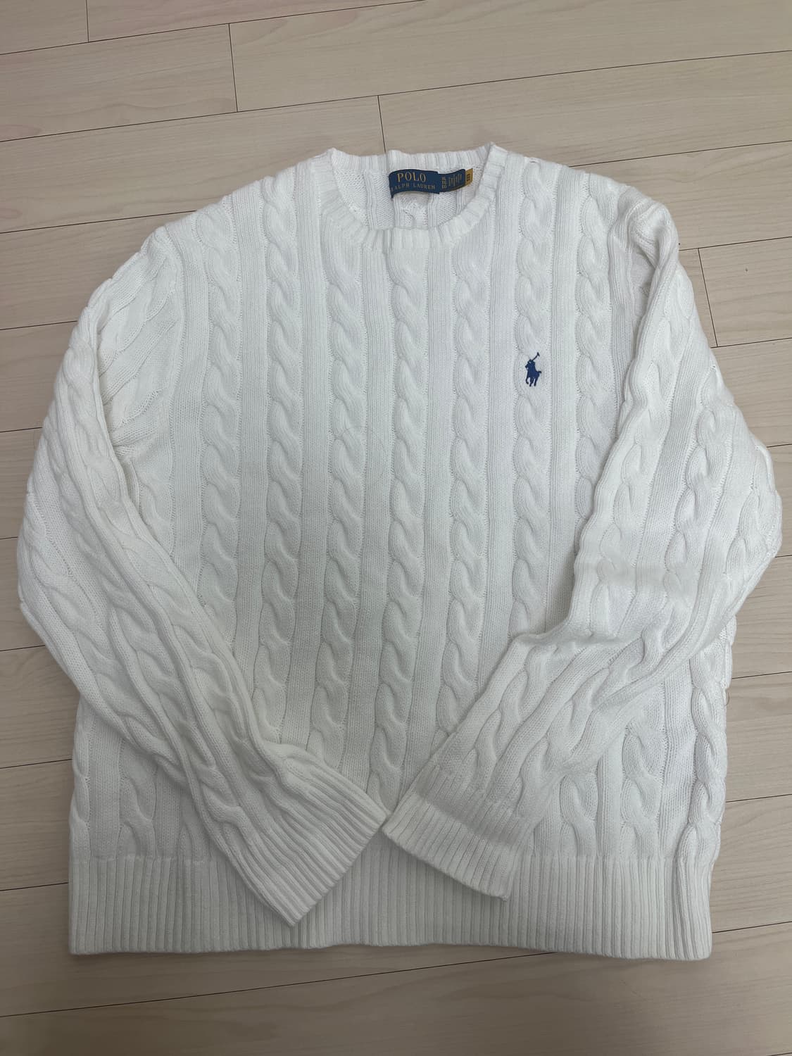 폴로 랄프 로렌 케이블 니트 코튼 스웨터 화이트 XL 상품이미지1