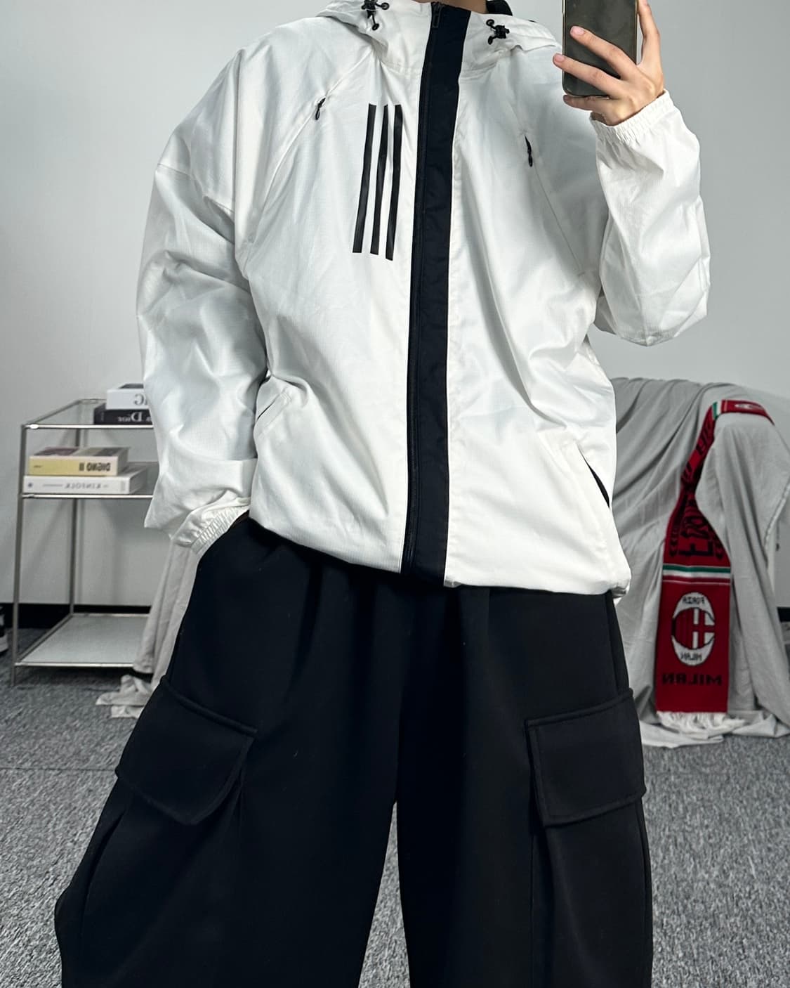 아디다스 제펜 화이트 바람막이 L 상품이미지4