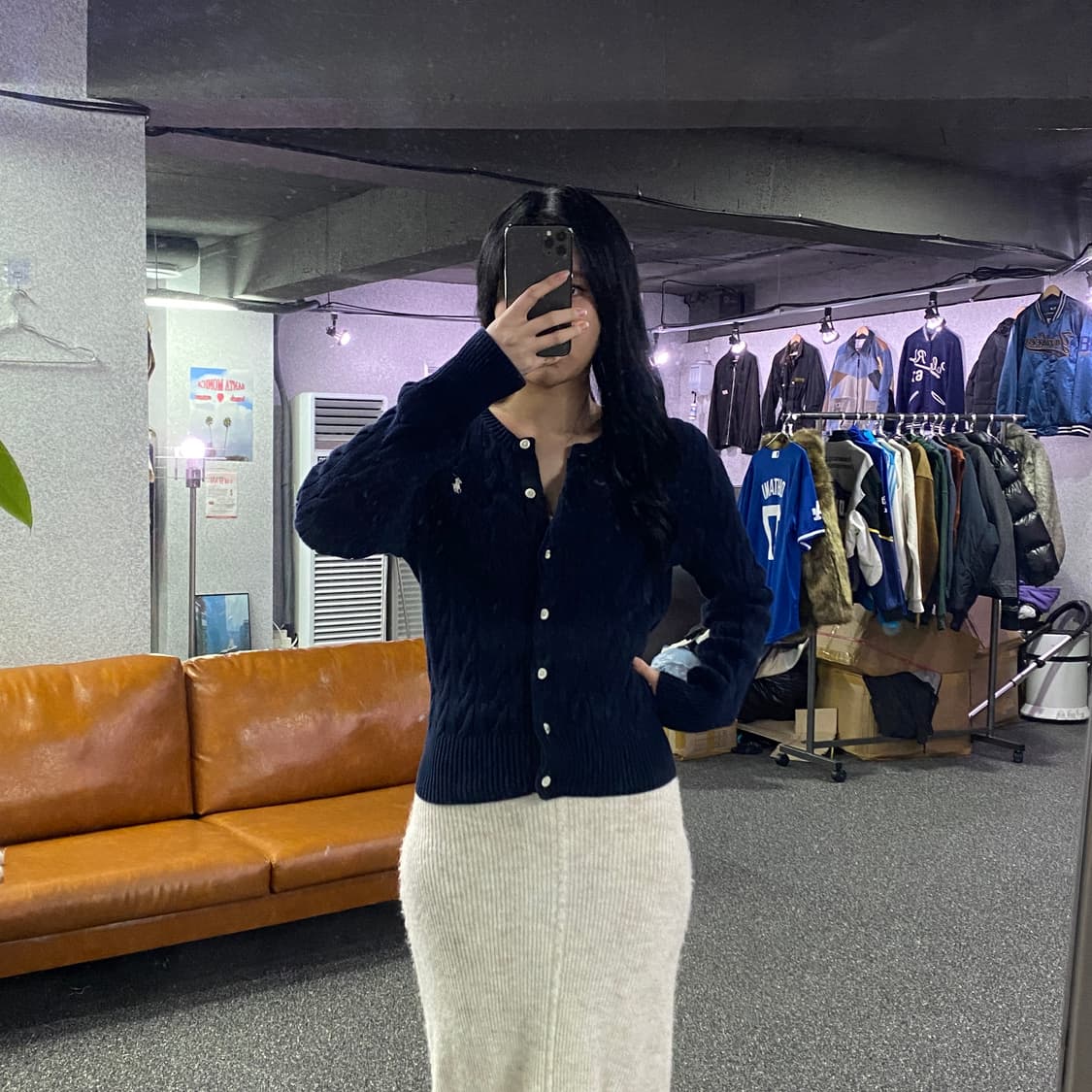 폴로 네이비 코튼 꽈베기 가디건 B3133 상품이미지1