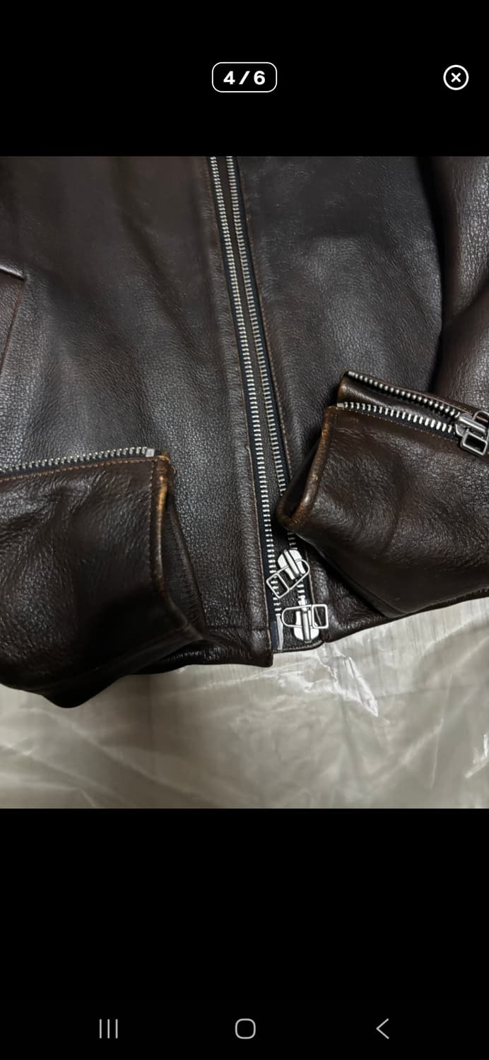 토니웩 크롭 레더자켓 브라운 L 상품이미지5