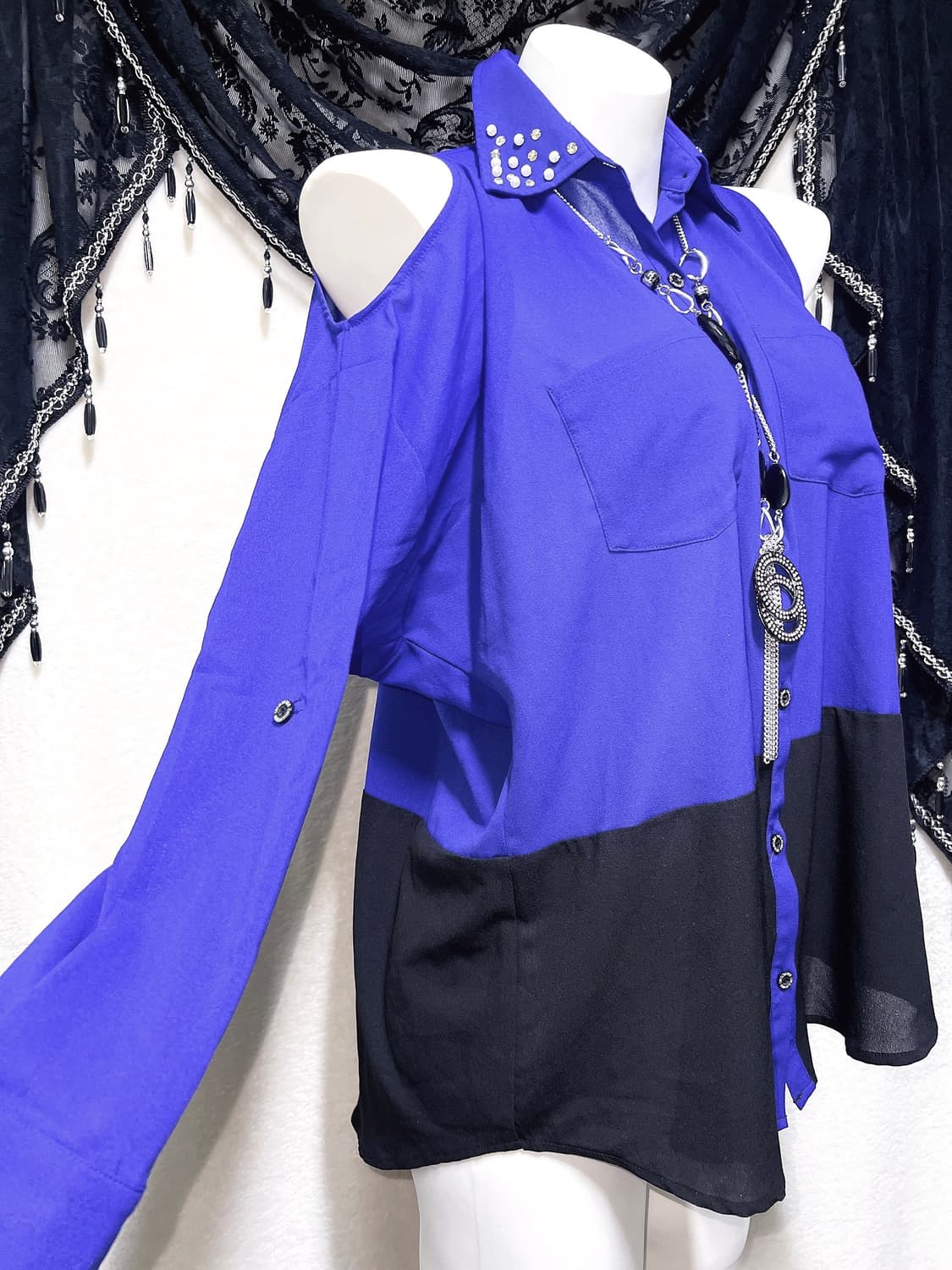 세실맥비 오네갸루 히메 섹시 아게하 어깨트임 셔츠블라우스 핀터 고스펑크 상품이미지4