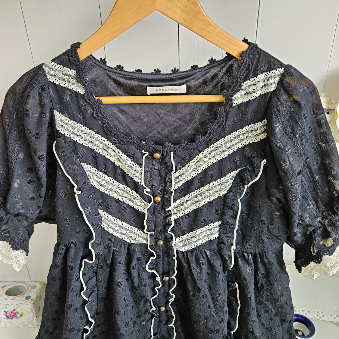 axes femme(엑시즈팜) 블랙 레이스 돌리 원피스 상품이미지3