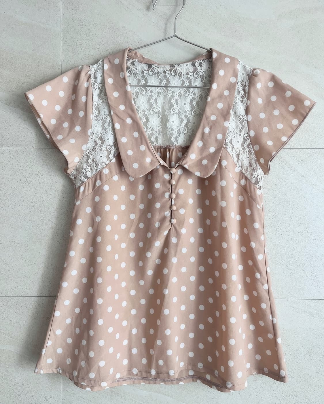 뮤트 오렌지 레이스 도트 블라우스 상품이미지2