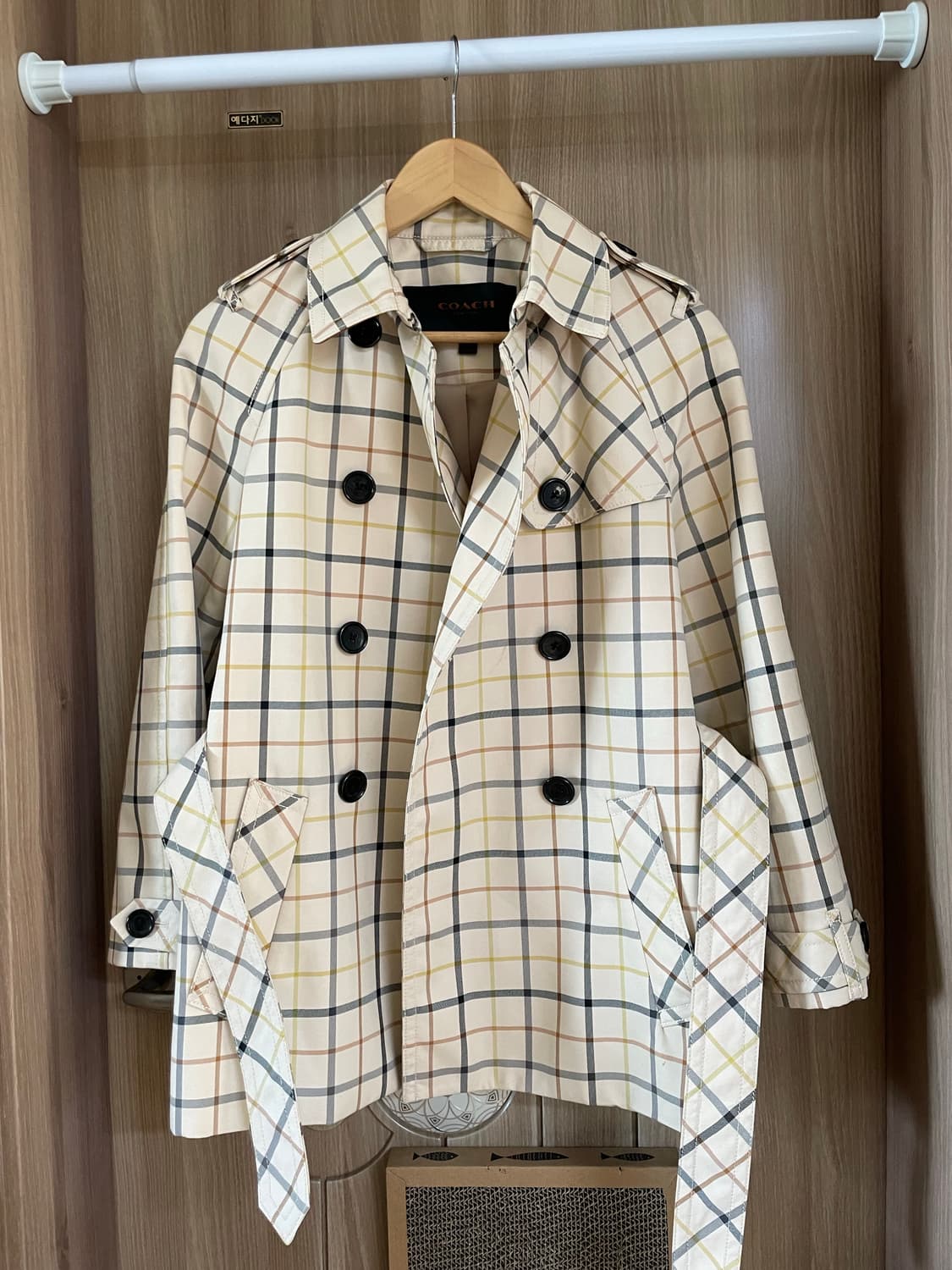 코치 COACH 체크 숏트렌치 코트 XS  상품이미지1