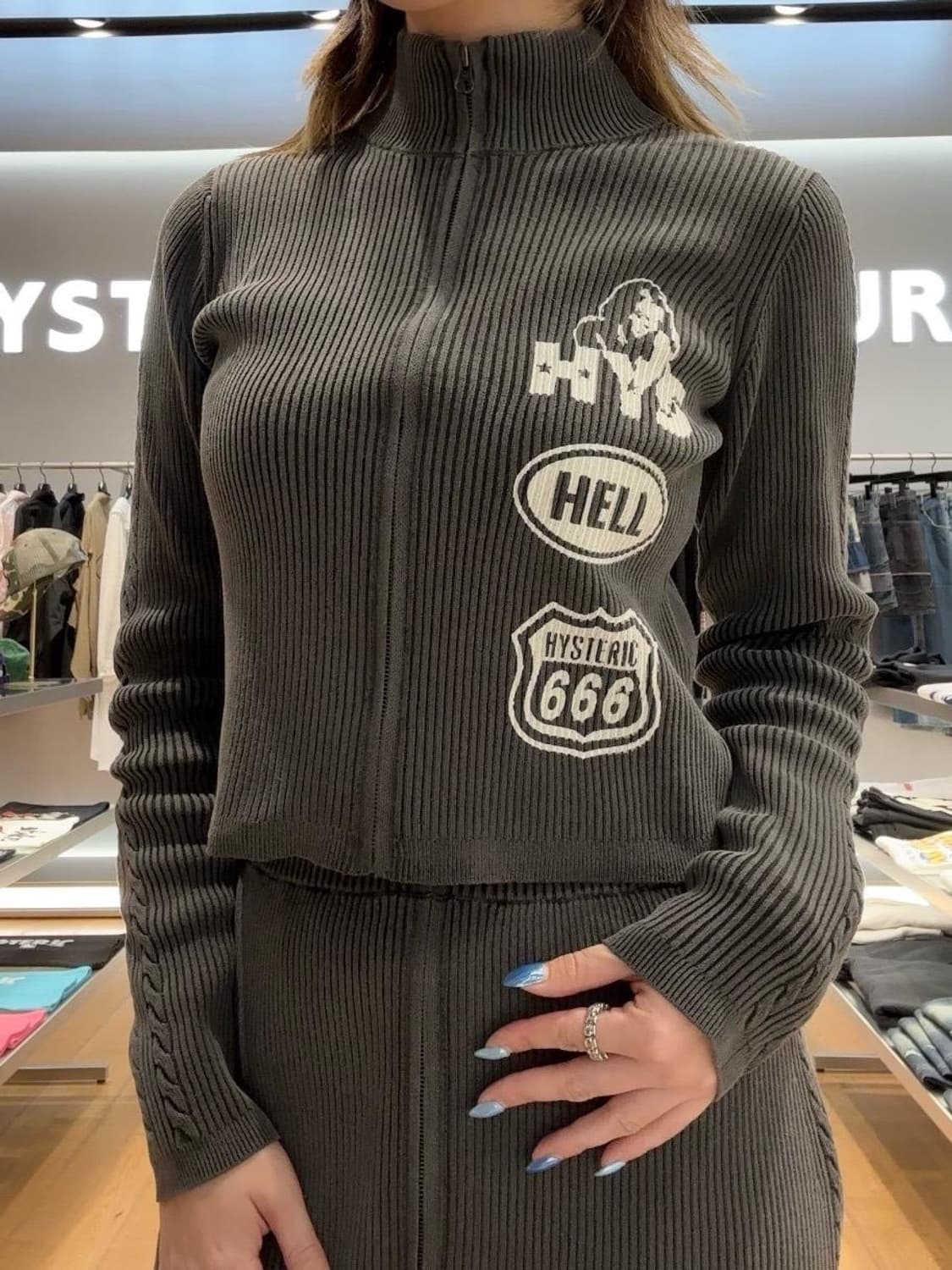 [F]히스테릭 글래머 25fw 저지 집업 가디건/그레이 상품이미지3