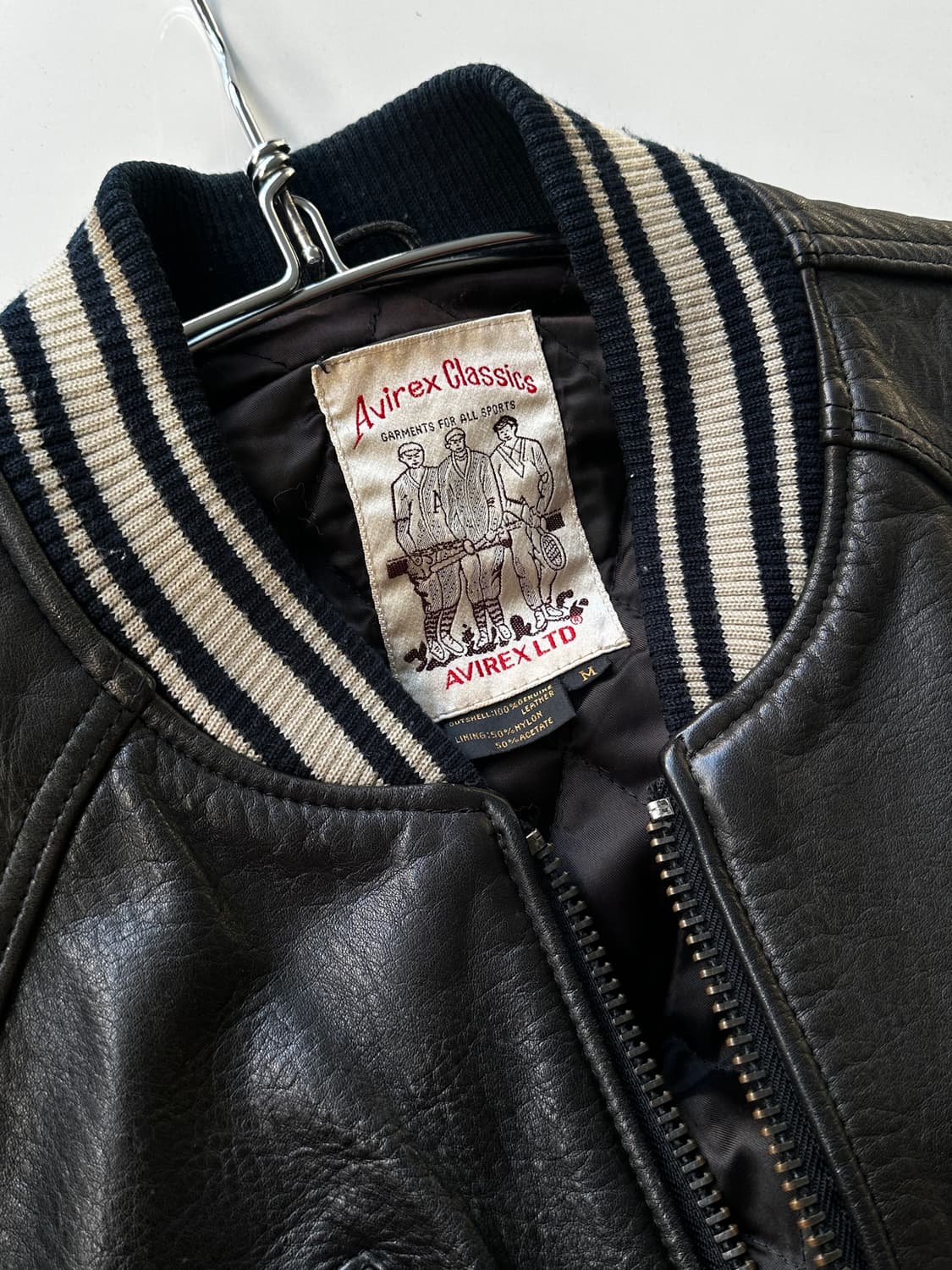 아비렉스 avirex 90s 아이콘 바시티 레더자켓 블랙 상품이미지6