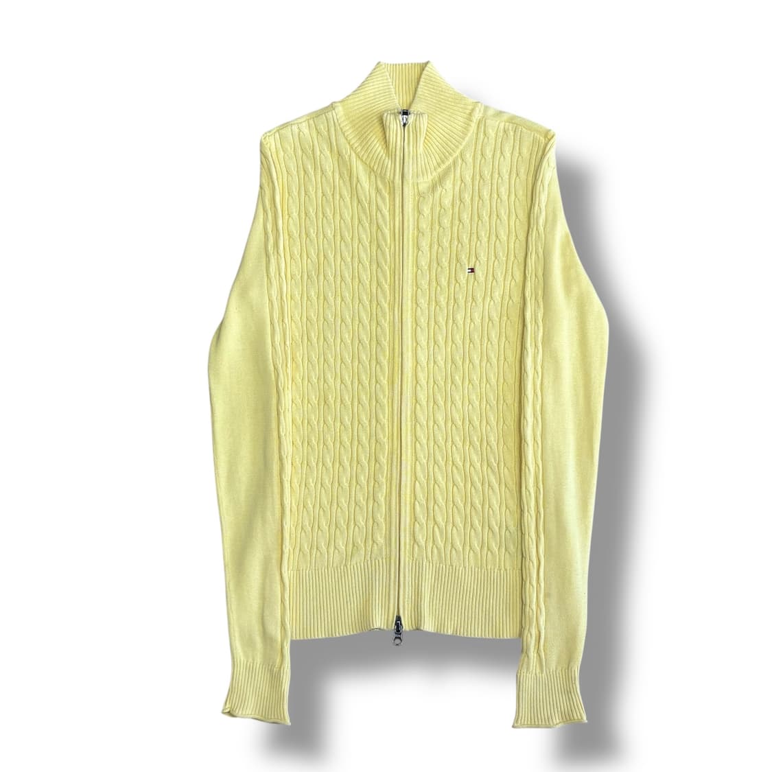 Tommy Hilfiger 여성용 코튼 케이블 엘로우 니트집업 상품이미지1