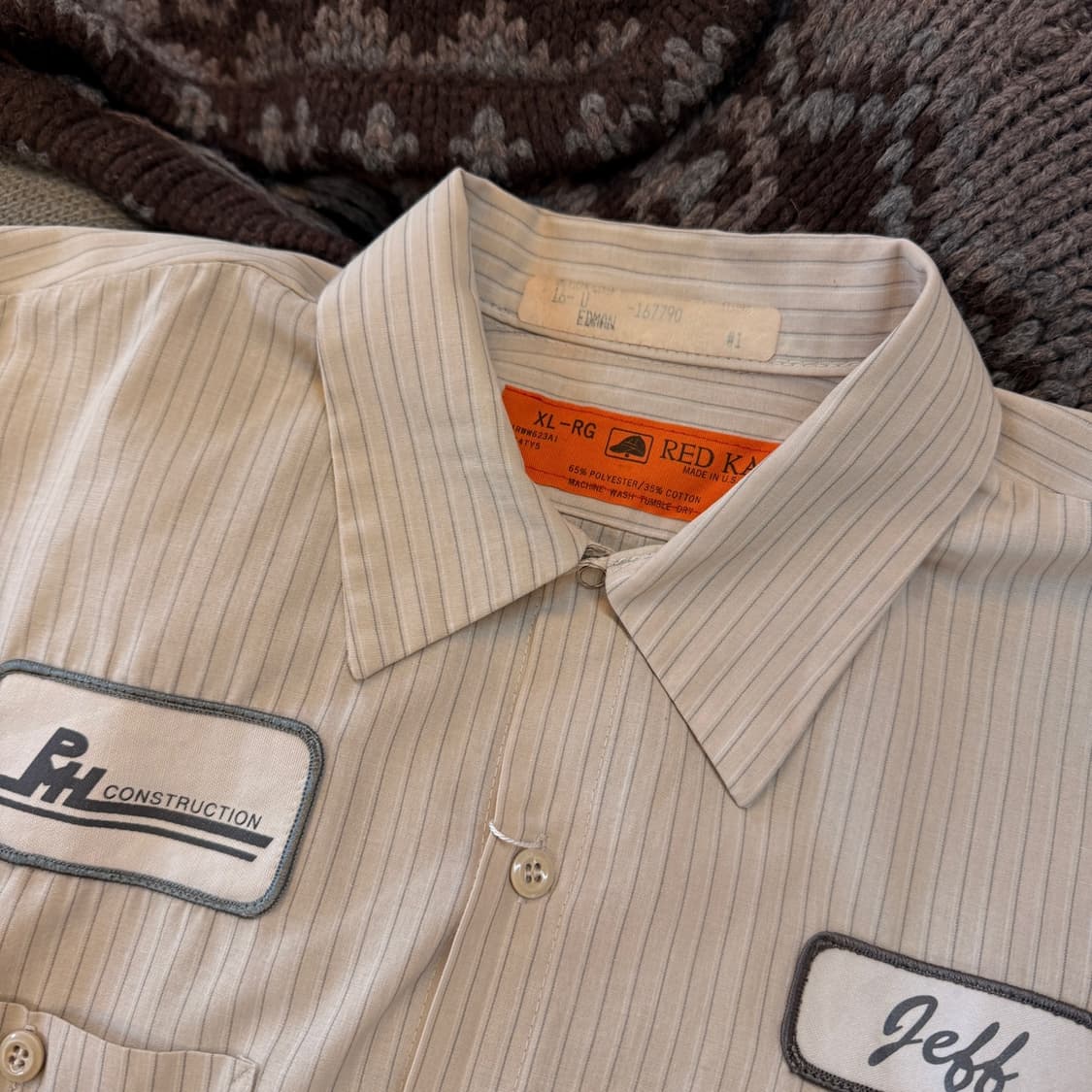 레드 캡 워크웨어 워크셔츠 스트라이프 패턴 XL XXL 상품이미지4