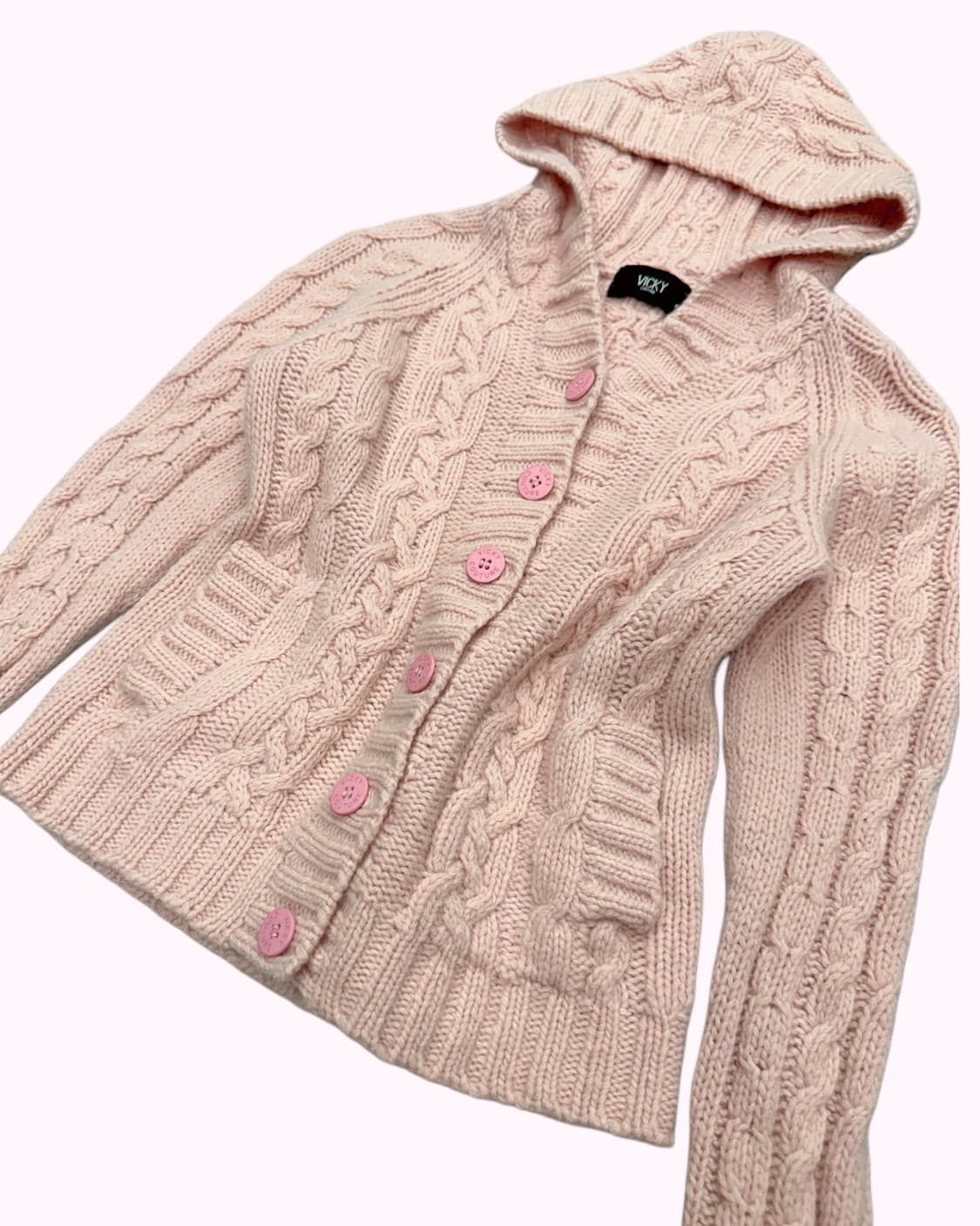 VICKY COUTURE crop knit hood cardigan 상품이미지2
