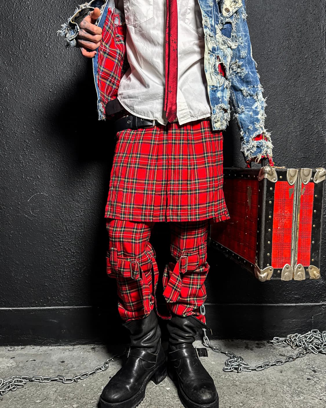 Red Tartan Bondage Pants 상품이미지2