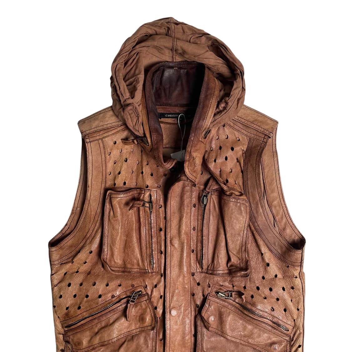 Christian peau 피그스킨 펀칭 레더 베스트 상품이미지2