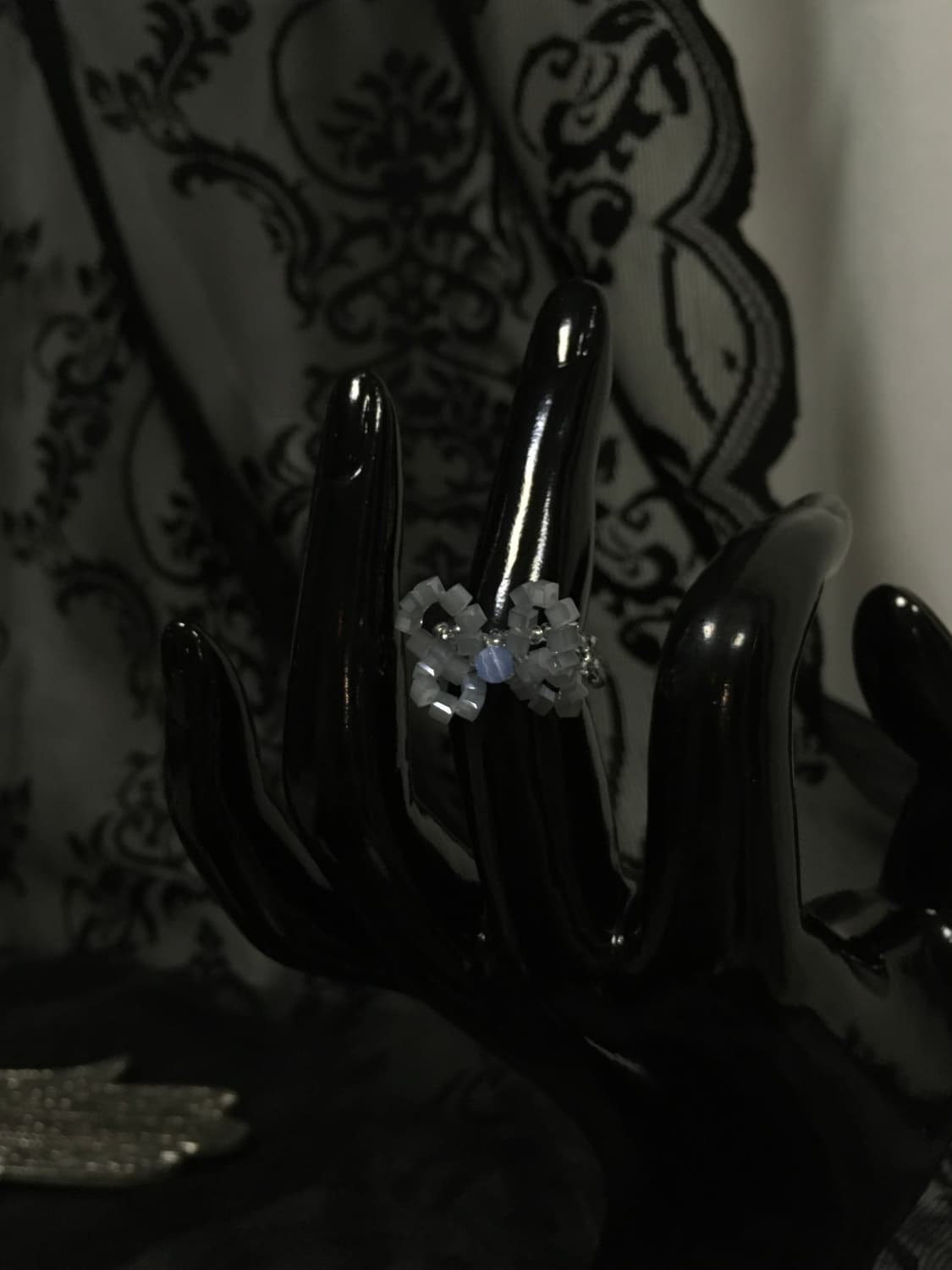 Vintage 스윙셋 레이어드 리본 비즈 링 반지 블루 소라 그레이 상품이미지4