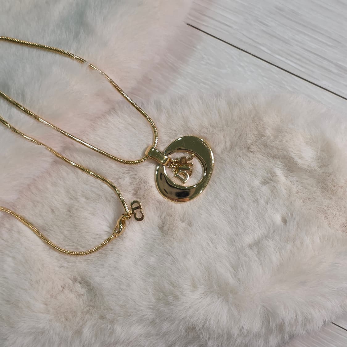 디올 볼드 원형 로고 펜던트 스네이크 체인 목걸이 상품이미지3
