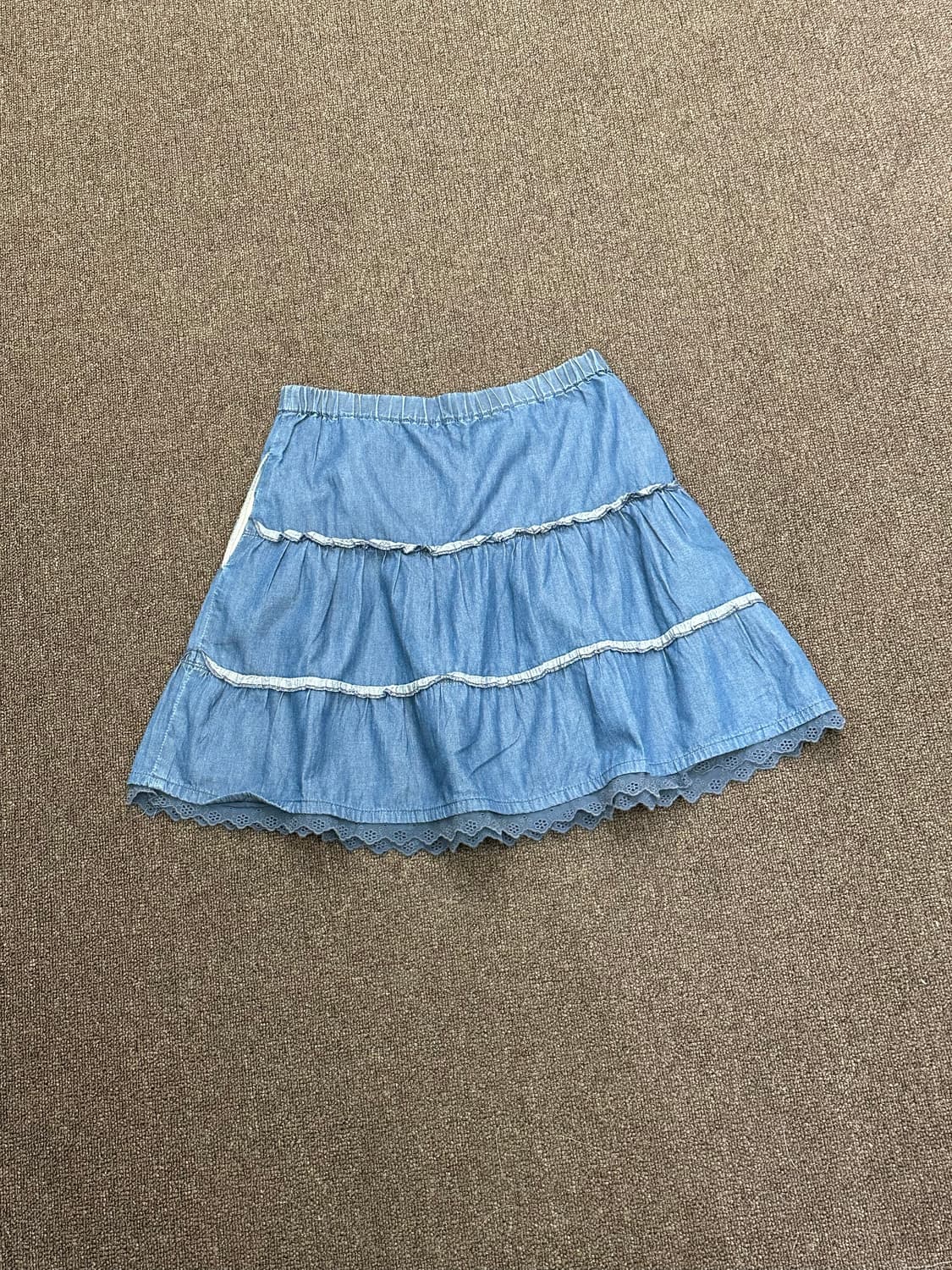 OS)Japanese vintage 프릴 디테일 밴딩데님 미니 스커트 상품이미지5