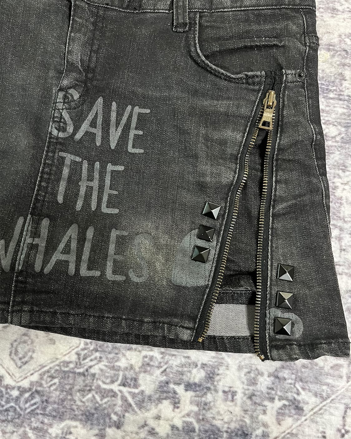 Dark Grunge Zip-Up Denim Mini Skirt 상품이미지3