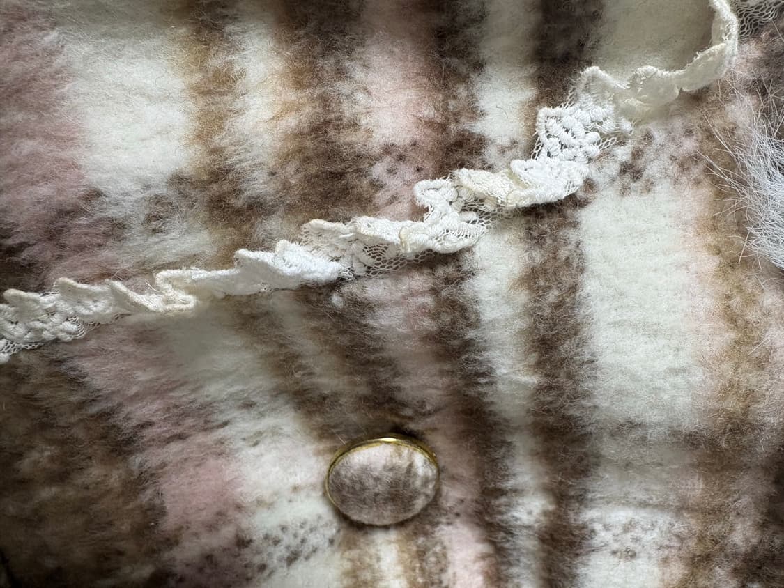 빈티지 리즈리사 히메갸루 딸초 체크 백리본 코트 상품이미지5