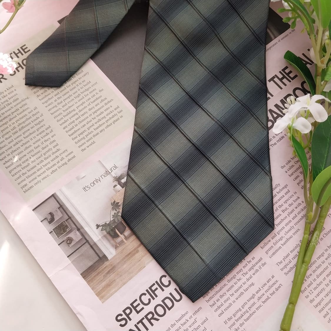 소니아리키엘 실크 그린 스트라이프 넥타이 9.9cm A+등급 K1552
 상품이미지5