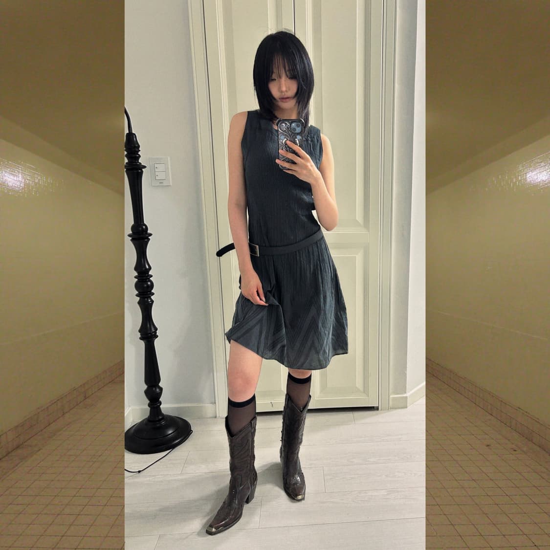 Dust Blue Crinkled Dress/comme ca mature 상품이미지1